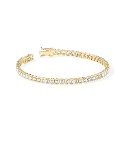 Diamond Emerald Cut Straight Line Bracelet