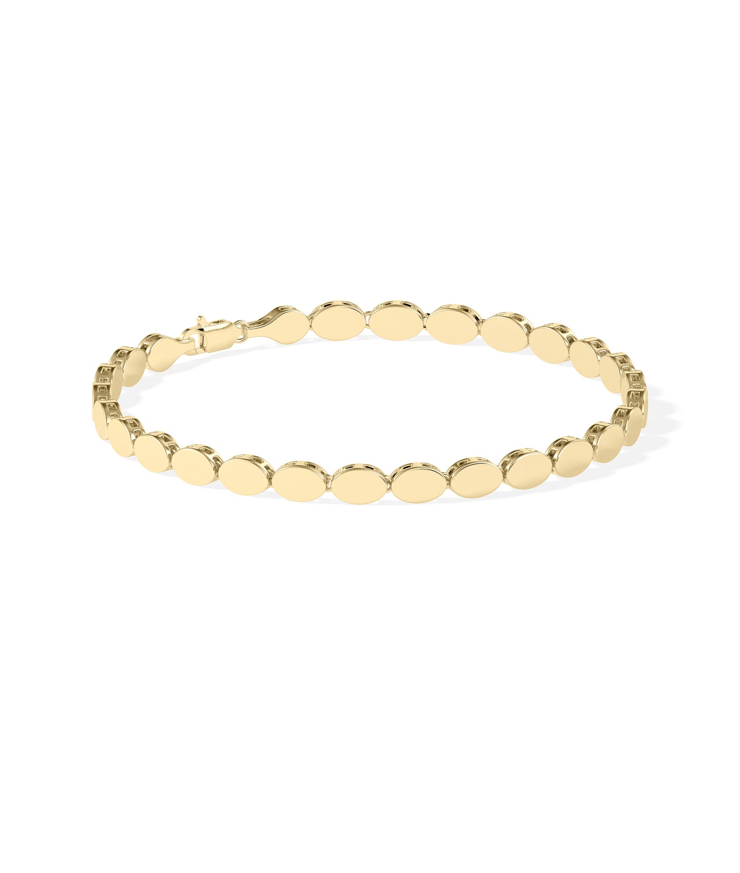 Oval Flat Gold Bracelet - Diamond Bangle Bracelet