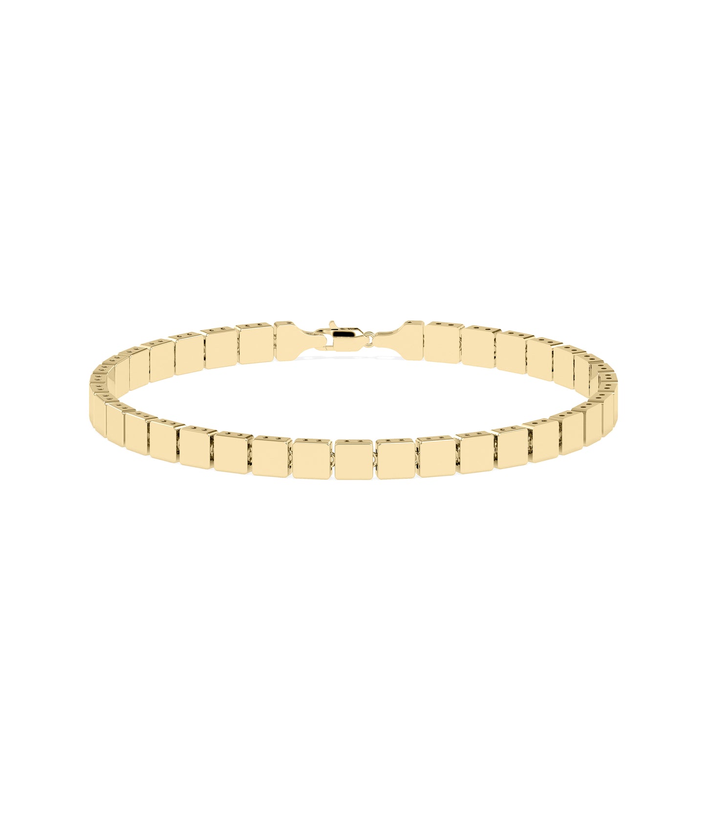 "Cushion Flat Gold Bracelet - Diamond Bangle Bracelet 