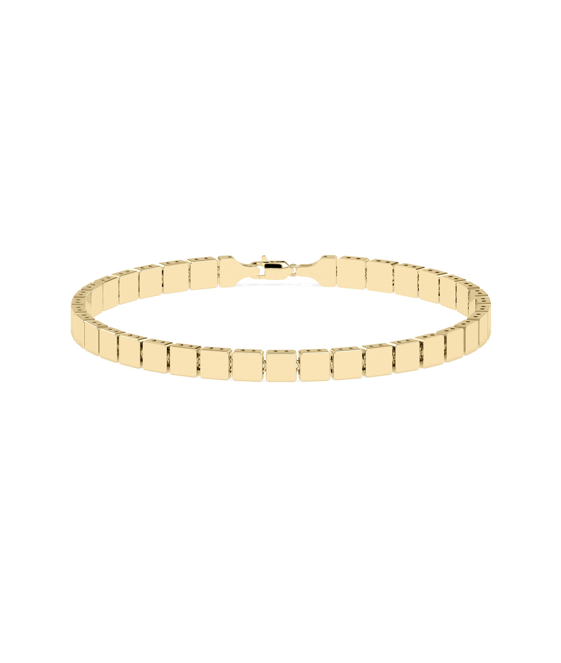 "Cushion Flat Gold Bracelet - Diamond Bangle Bracelet 