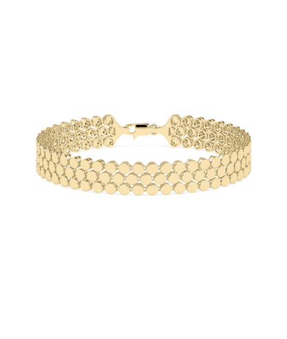 3 Row Flat Gold Bead Link Bracelet | Diamond Bracelet