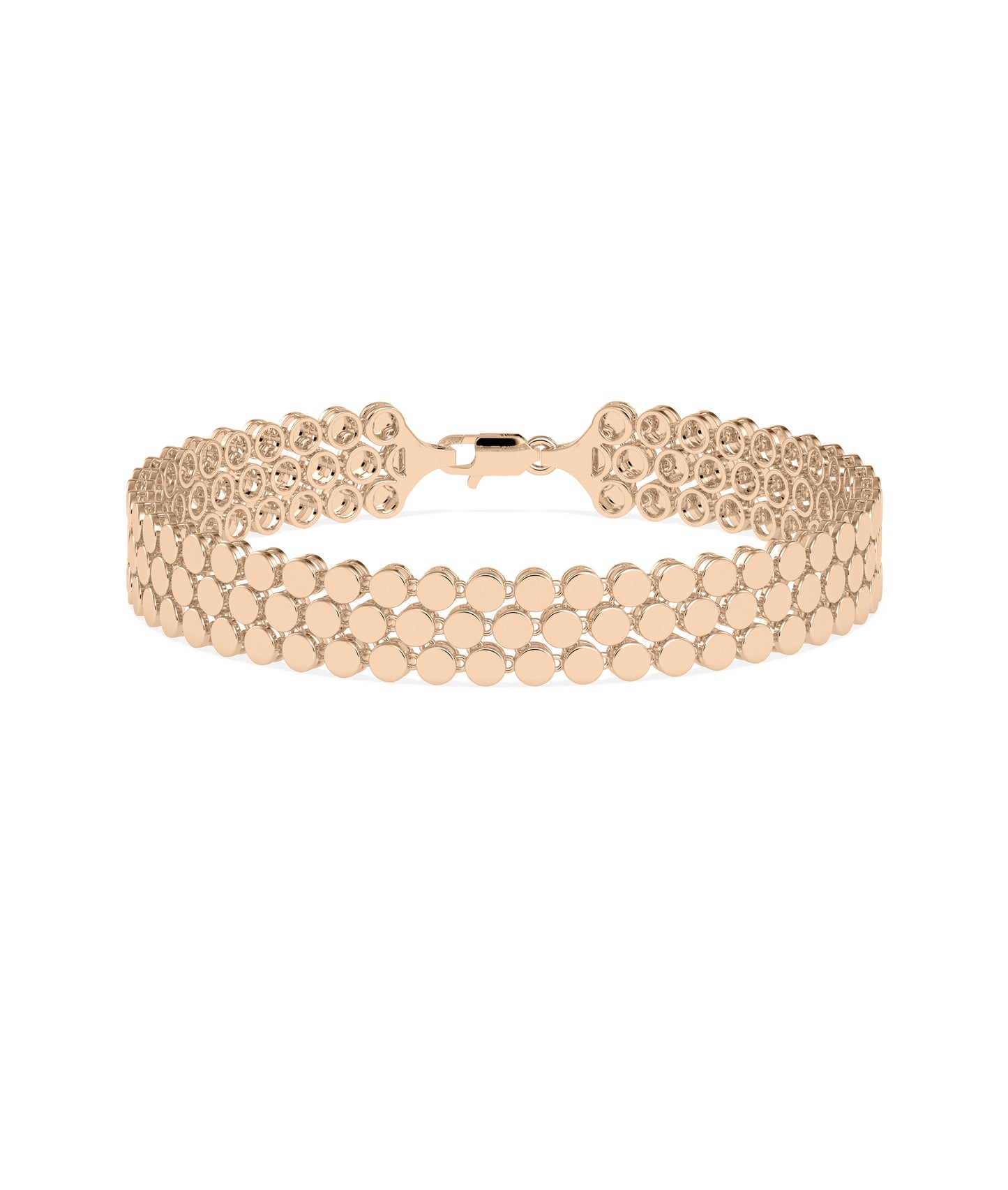 3 Row Flat Gold Bead Link Bracelet | Diamond Bracelet