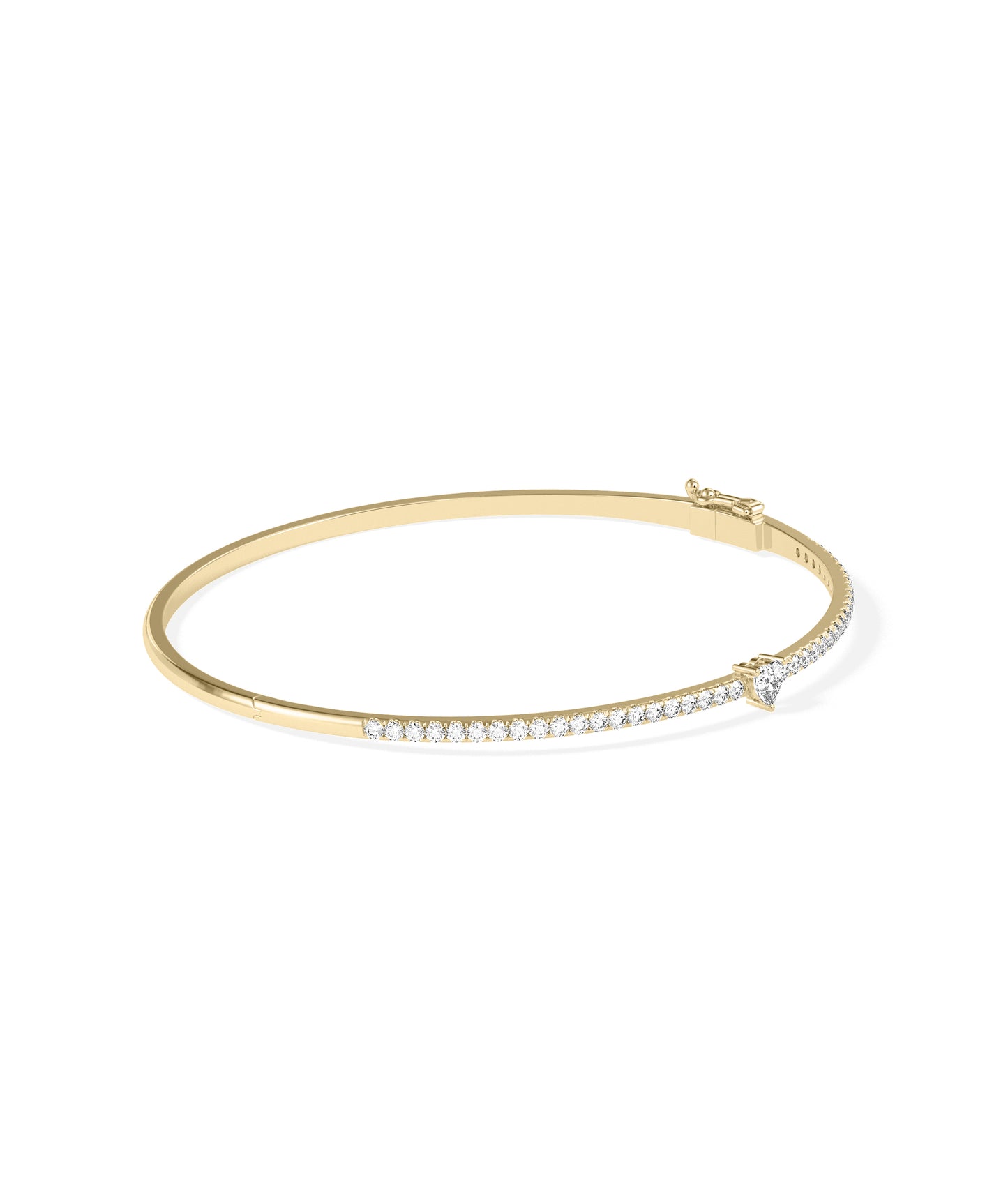 "Straight Line Diamond Bangle with Solitaire - Elegant Diamond Bangle for Timeless Style"