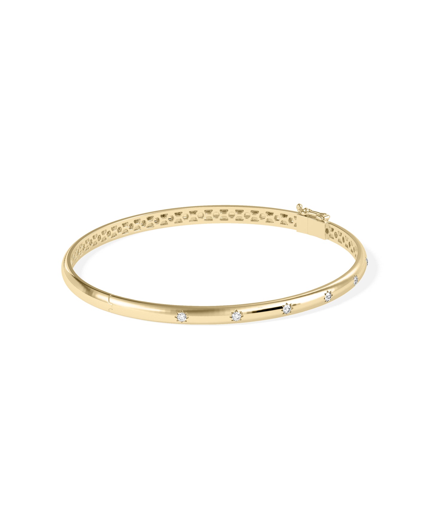 Diamond Curved Bangle - Exquisite Gold and Diamond Design