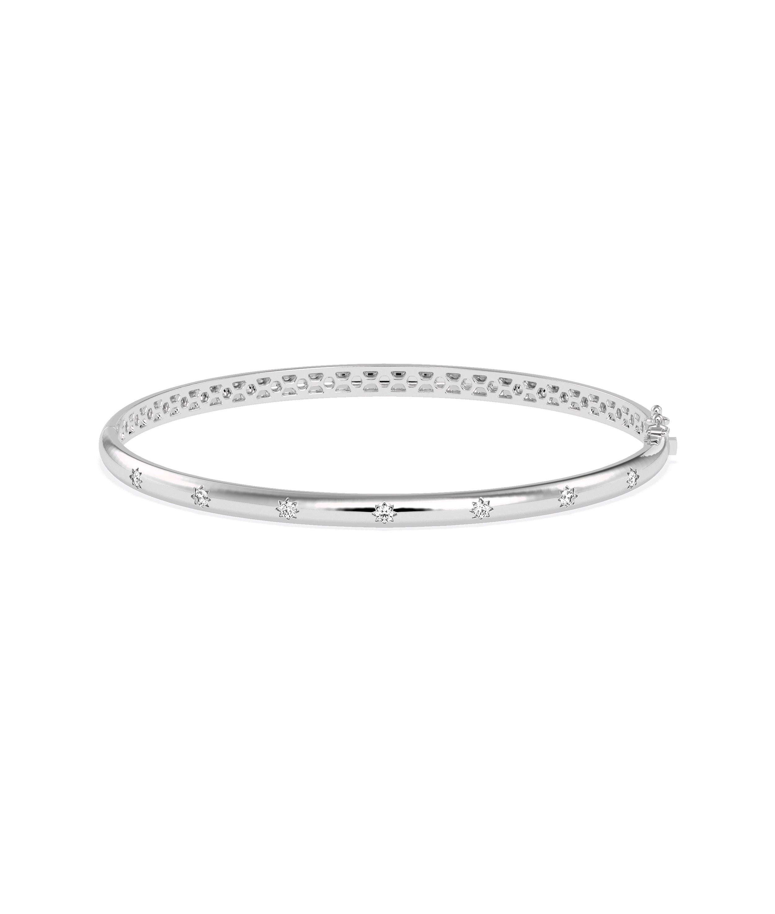 Diamond Curved Bangle - Exquisite Gold and Diamond Design