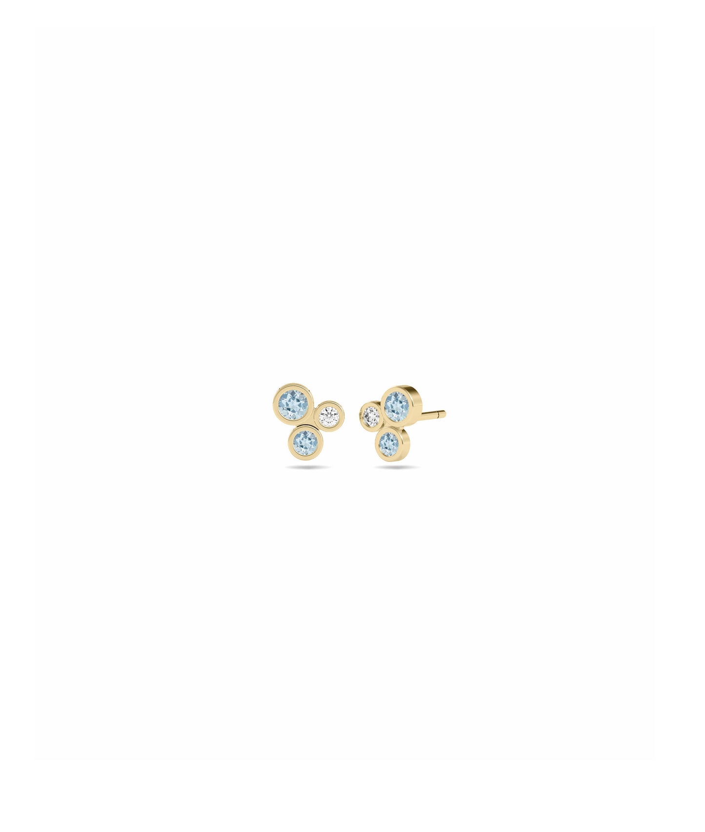 Birthstone and Diamond Cluster Stud Earring | Diamond Earrings