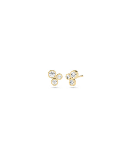 Birthstone and Diamond Cluster Stud Earring