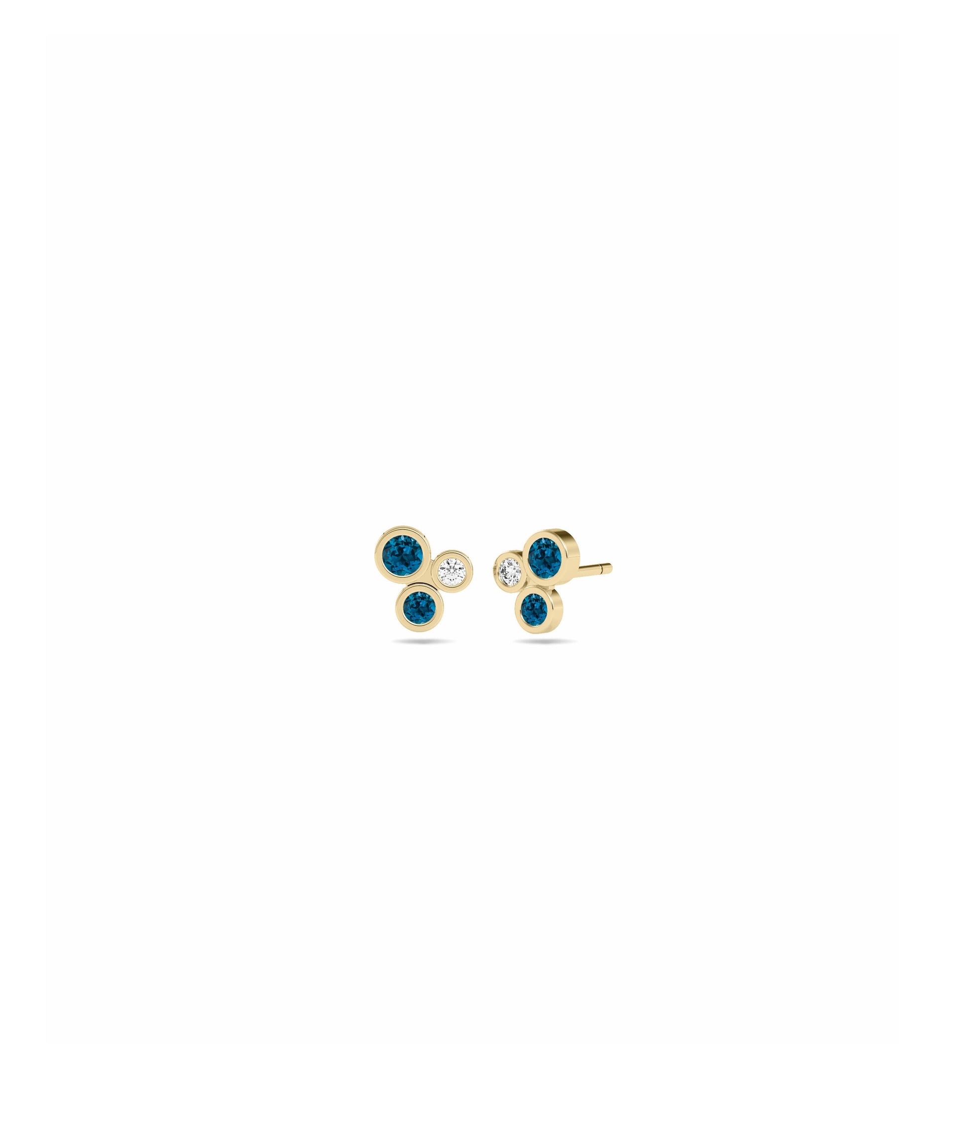 Birthstone and Diamond Cluster Stud Earring | Diamond Earrings