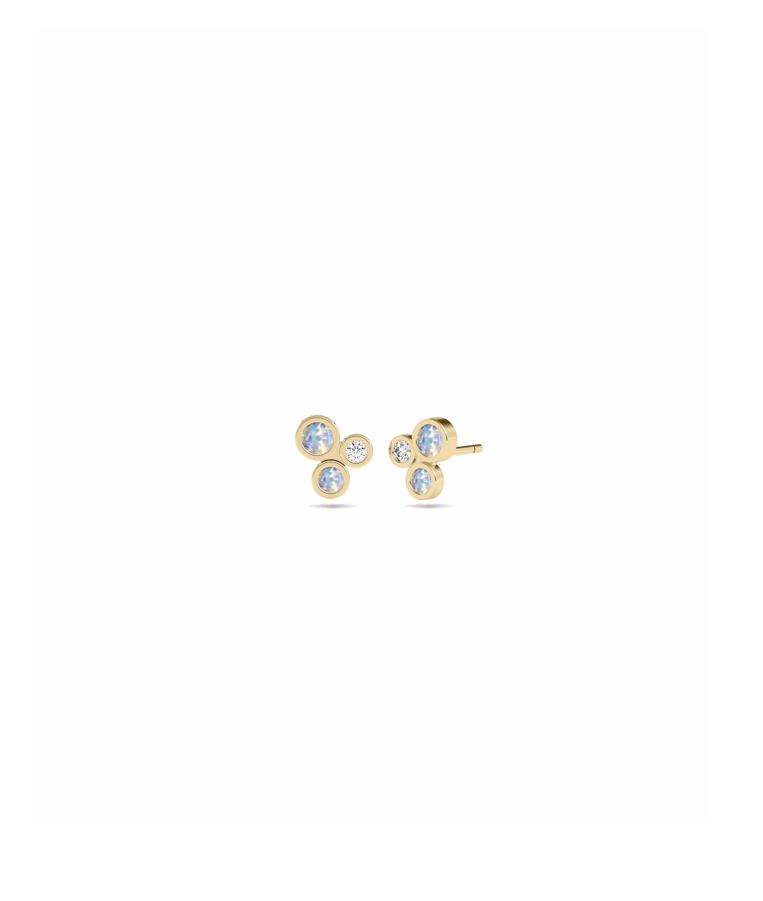 Birthstone and Diamond Cluster Stud Earring | Diamond Earrings