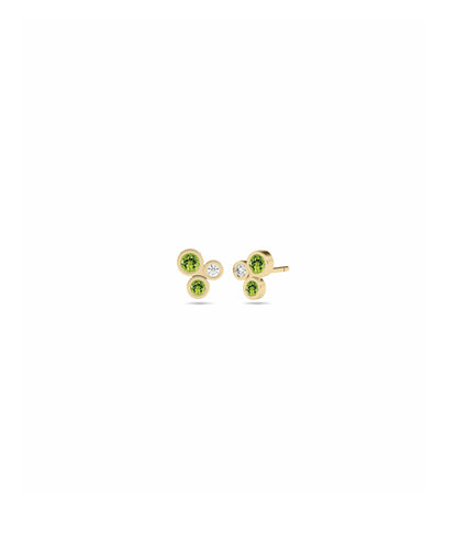 Birthstone and Diamond Cluster Stud Earring