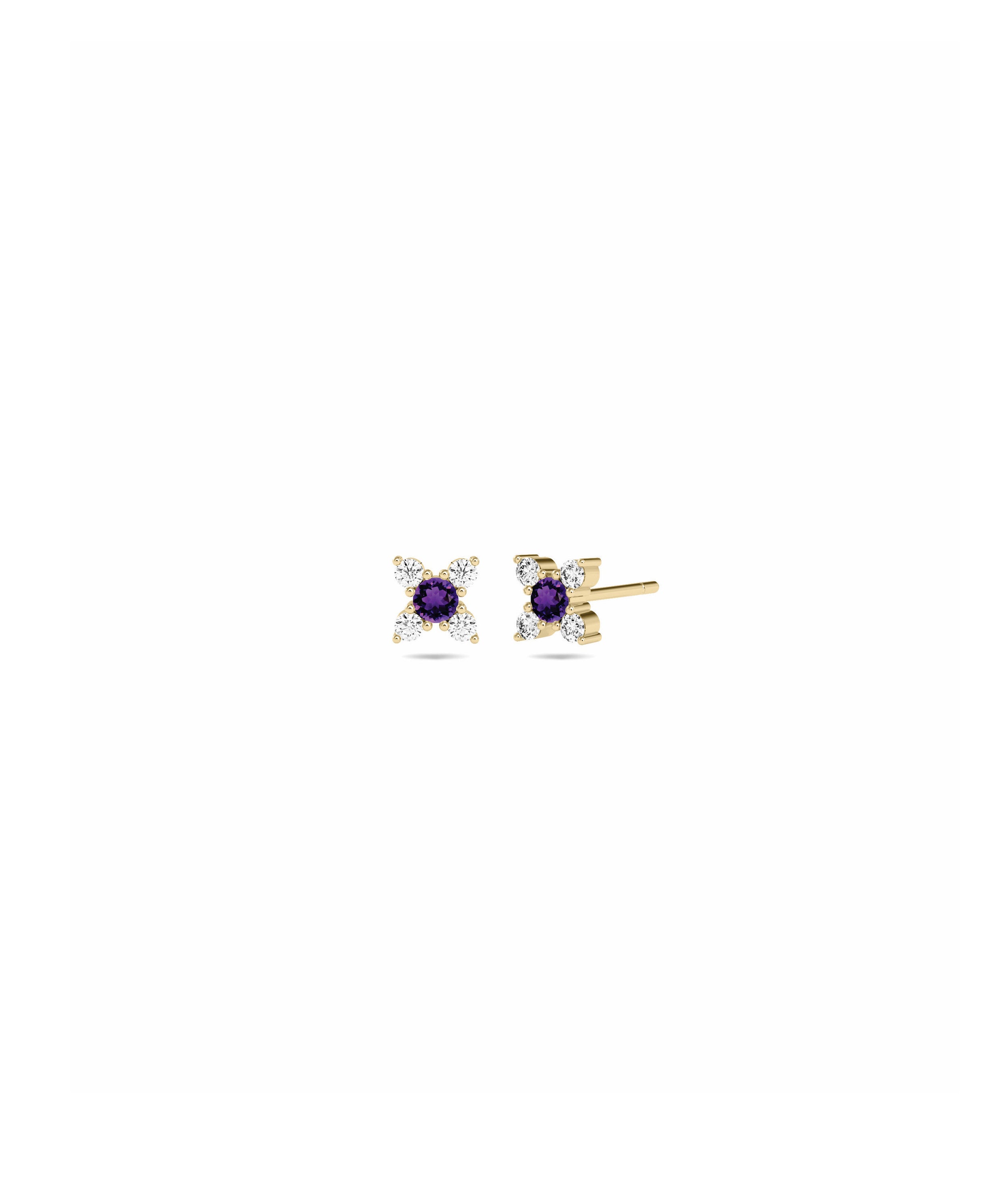 Birthstone and Diamond Flower Earring | Diamond Earrings