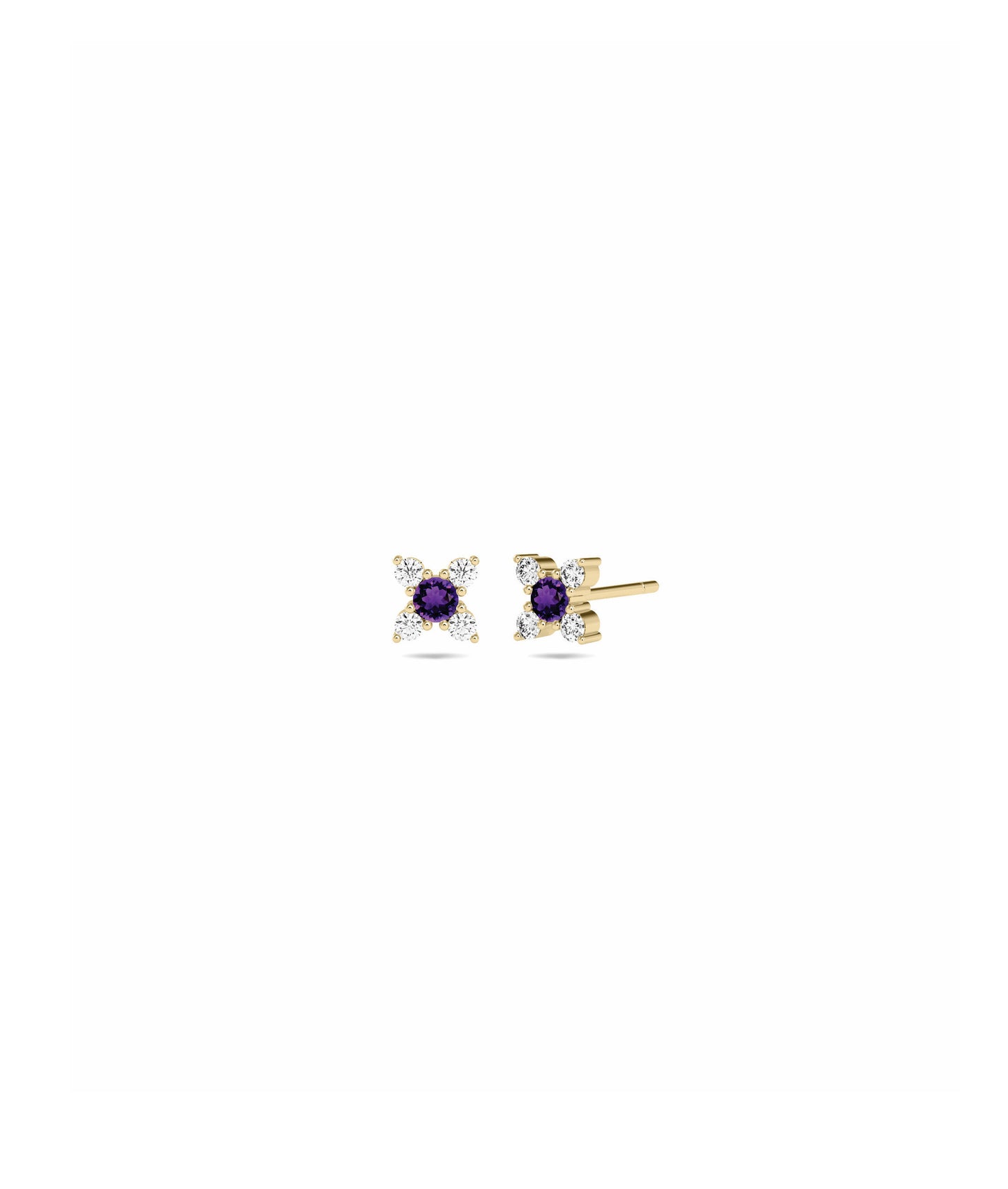 Birthstone and Diamond Flower Earring | Diamond Earrings