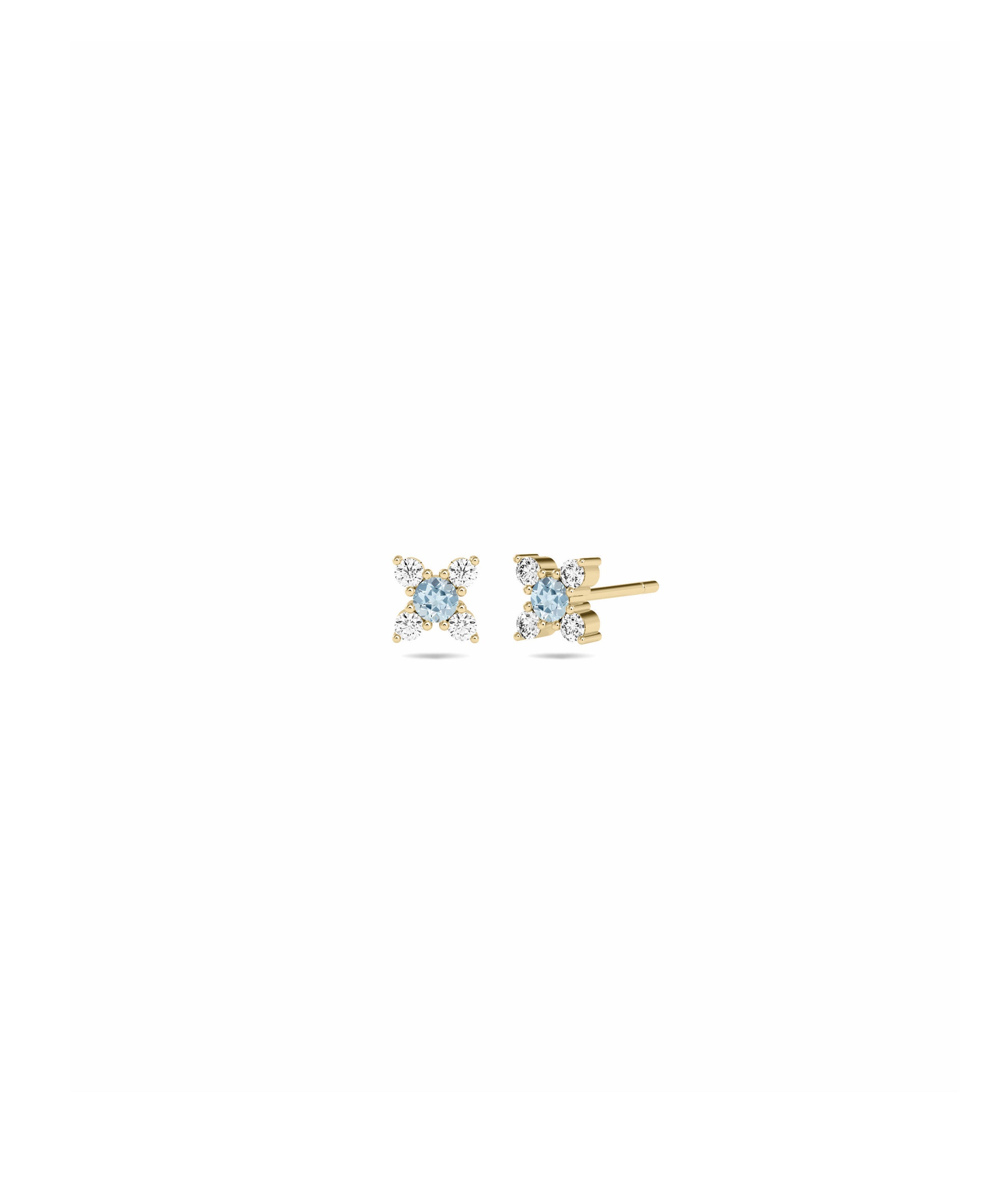 Birthstone and Diamond Flower Earring | Diamond Earrings