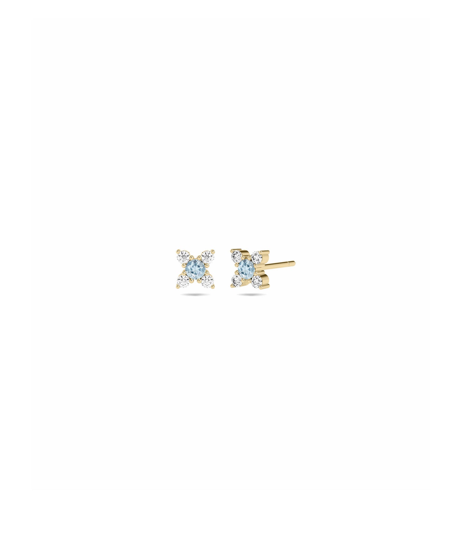 Birthstone and Diamond Flower Earring | Diamond Earrings