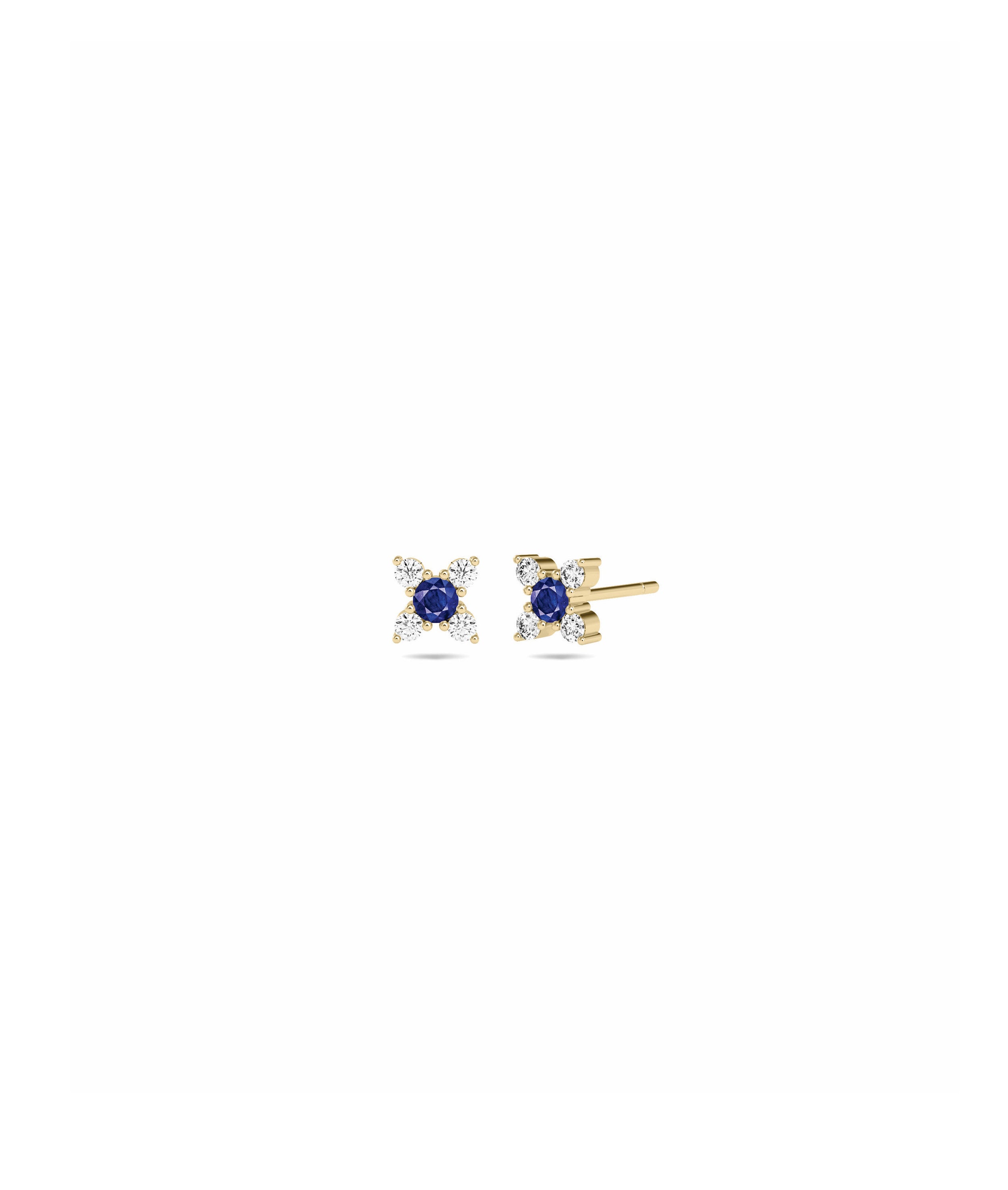 Birthstone and Diamond Flower Earring | Diamond Earrings