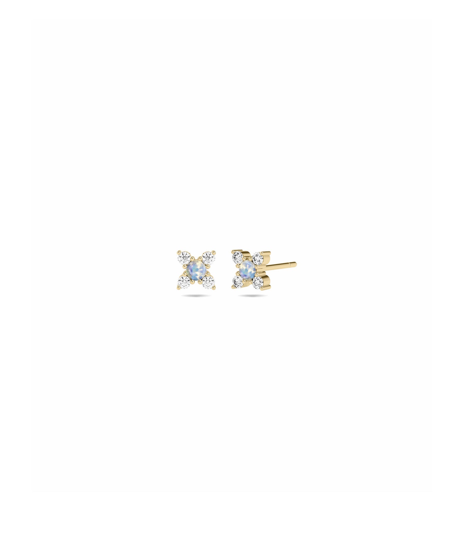 Birthstone and Diamond Flower Earring | Diamond Earrings