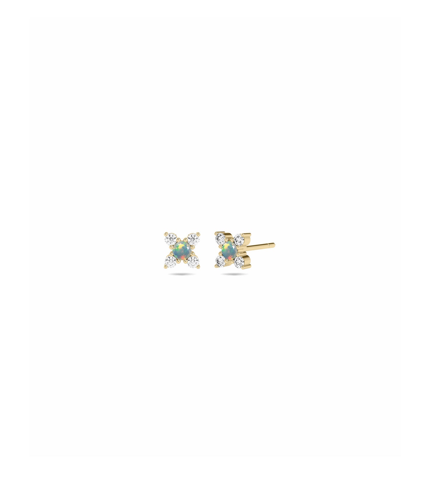 Birthstone and Diamond Flower Earring | Diamond Earrings