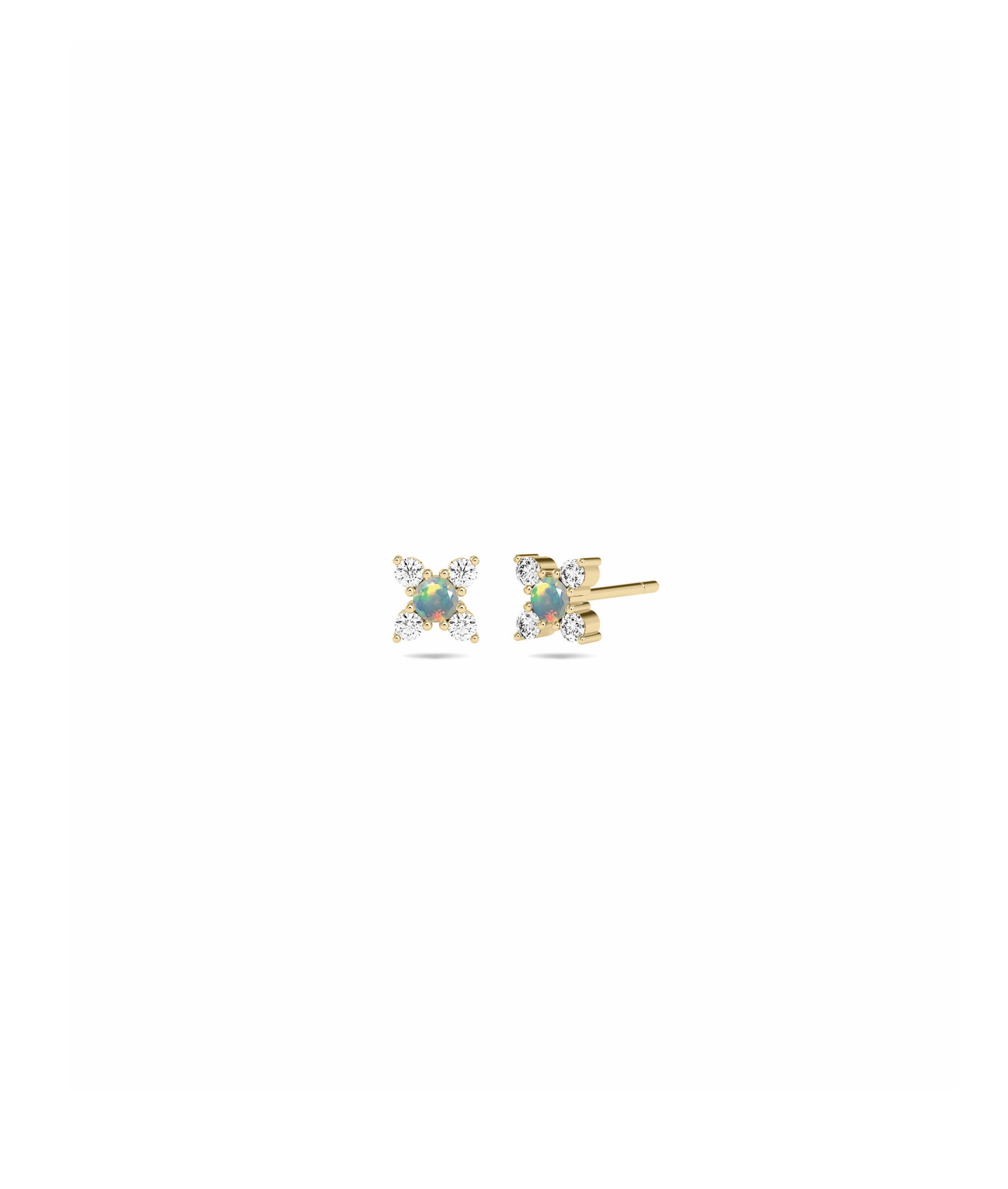 Birthstone and Diamond Flower Earring | Diamond Earrings