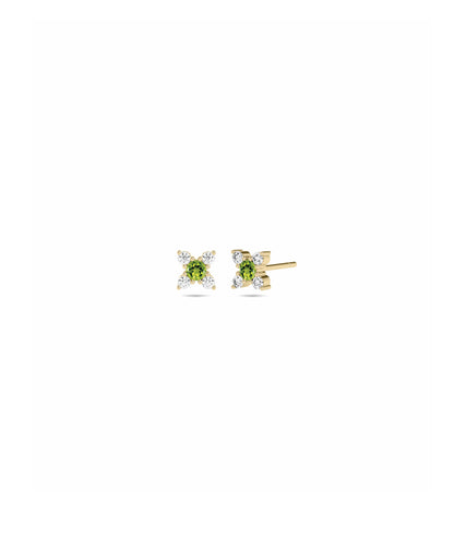 Birthstone and Diamond Flower Earring | Diamond Earrings