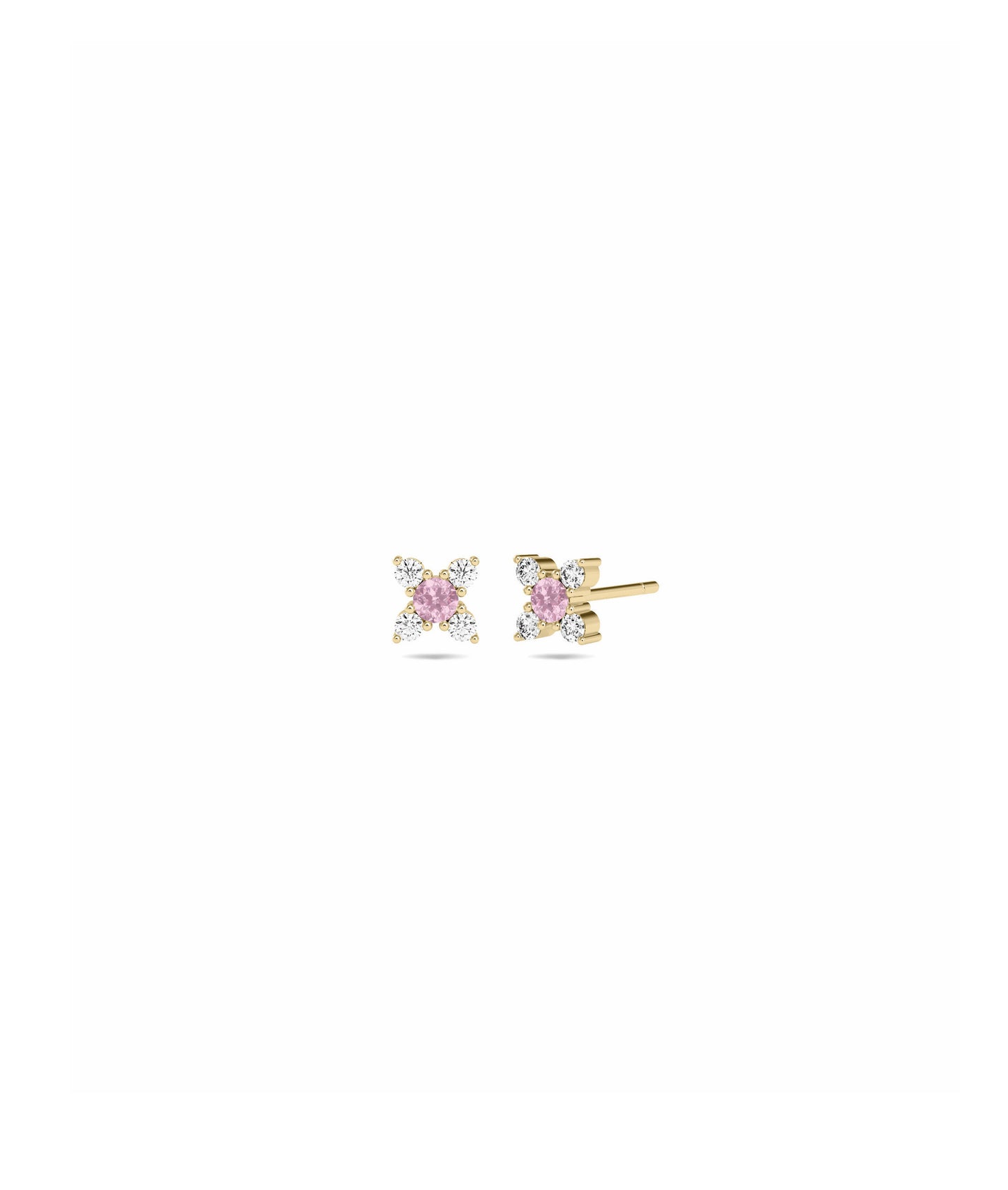 Birthstone and Diamond Flower Earring | Diamond Earrings