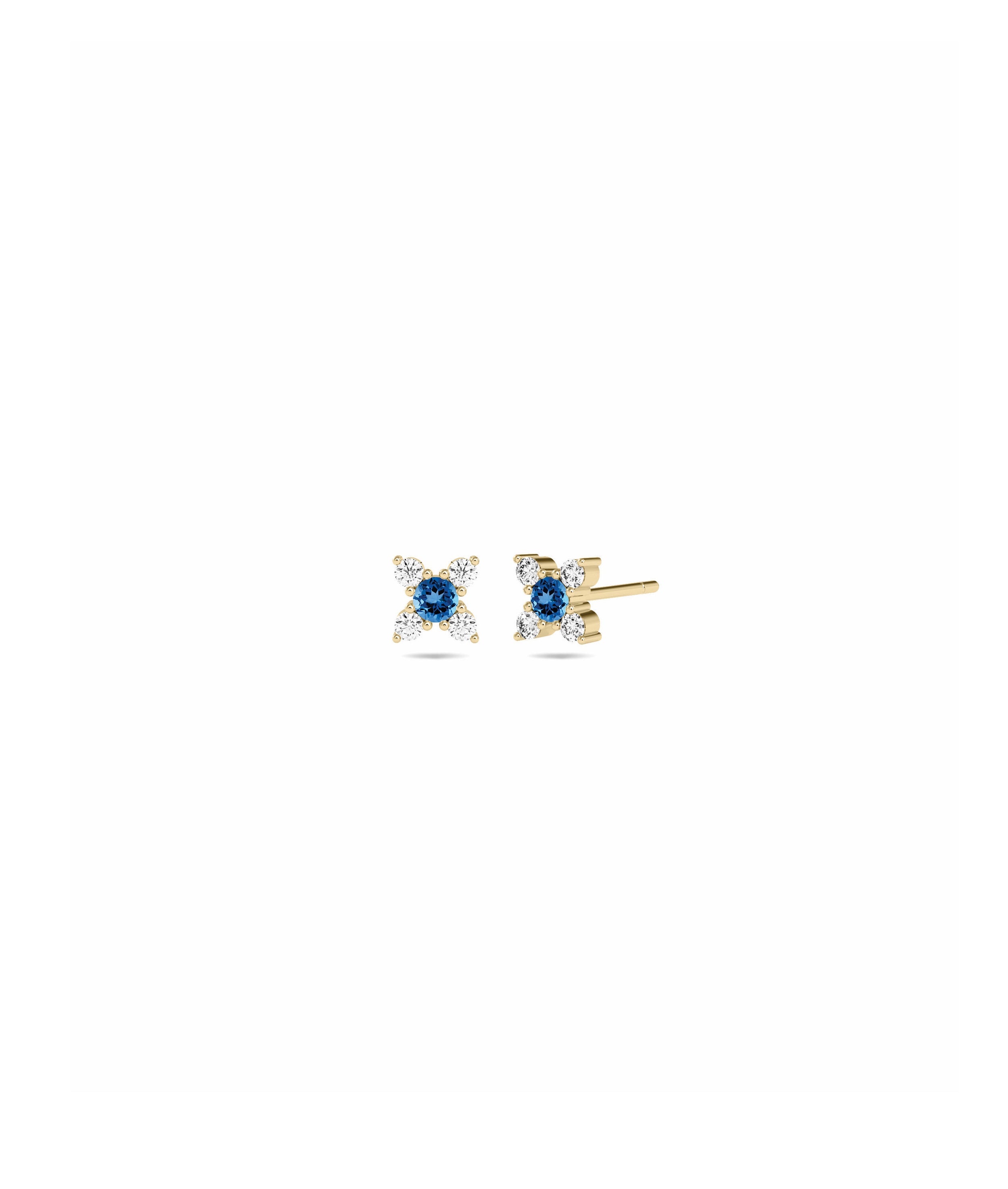 Birthstone and Diamond Flower Earring | Diamond Earrings