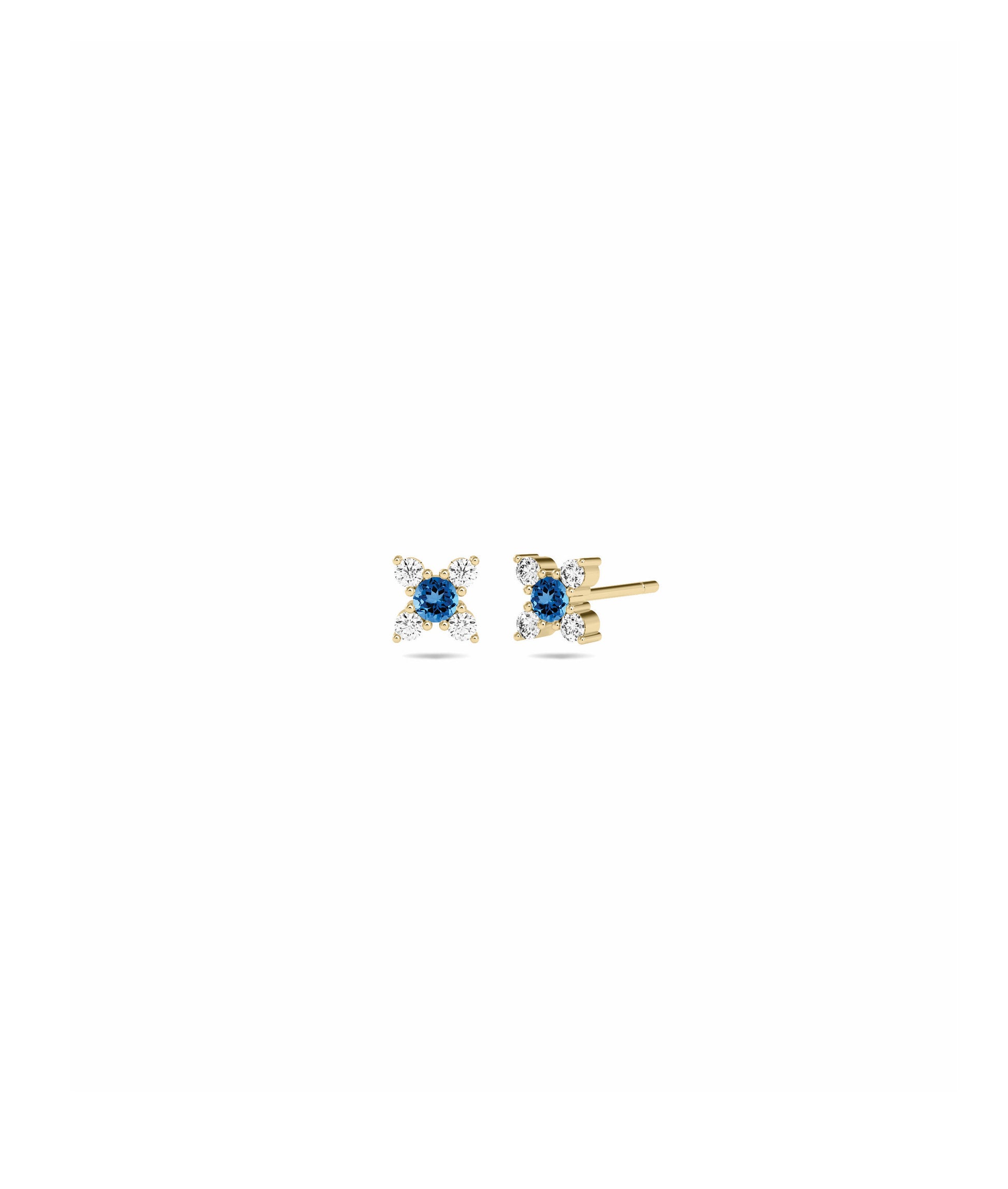 Birthstone and Diamond Flower Earring | Diamond Earrings