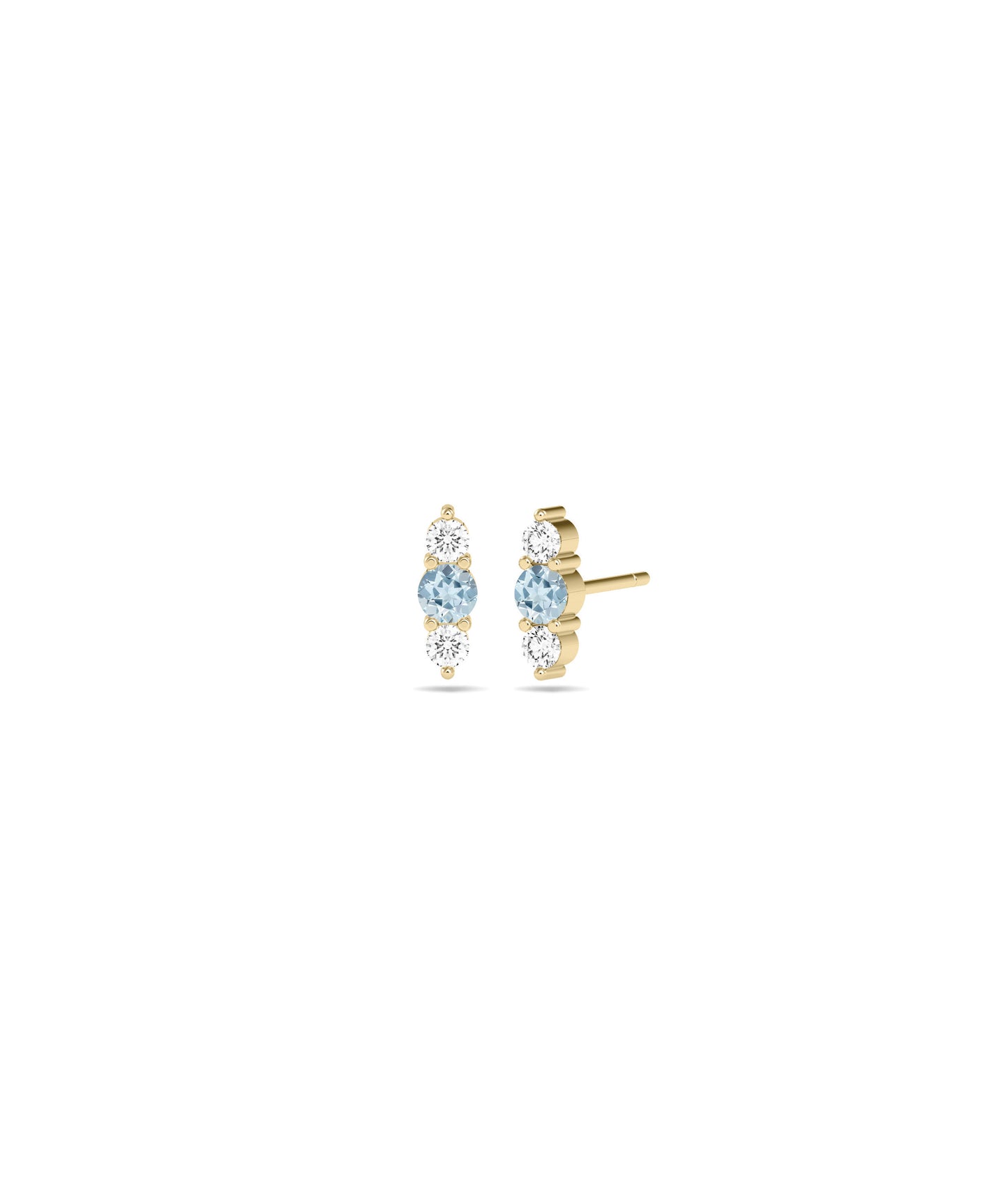 Birthstone and Diamond Stud Earrings