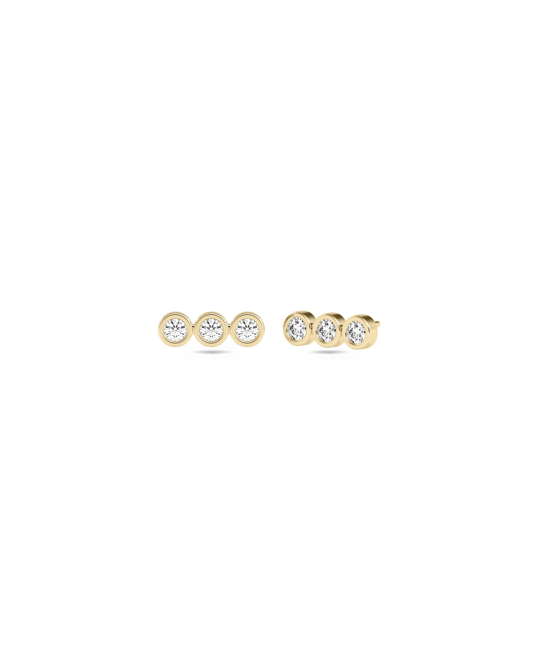 Birthstone and Diamond 3 Stone Stud Earring | Diamond Earrings