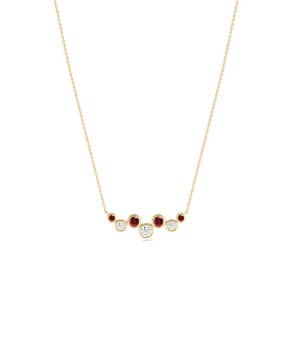 Birthstone & Diamond Cluster Necklace - Everyday Jewelry