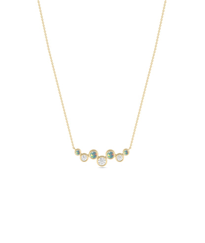 Birthstone & Diamond Cluster Necklace - Everyday Jewelry