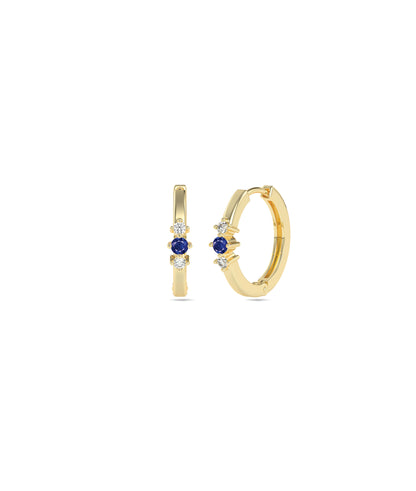 Birthstone and Diamond Hoop Earring | Diamond Earrings