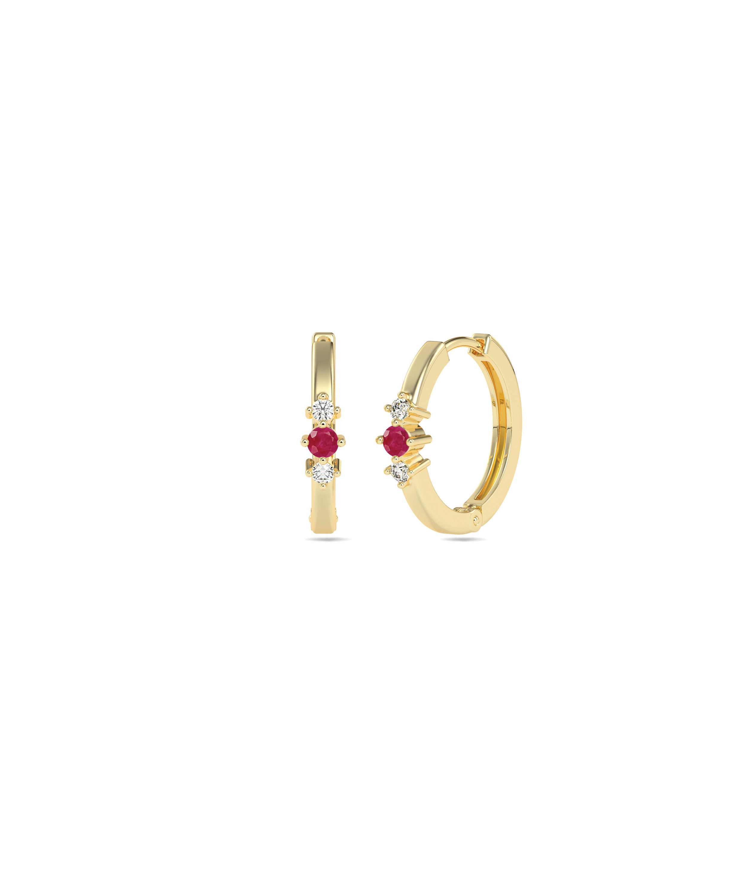 Birthstone and Diamond Hoop Earring | Diamond Earrings