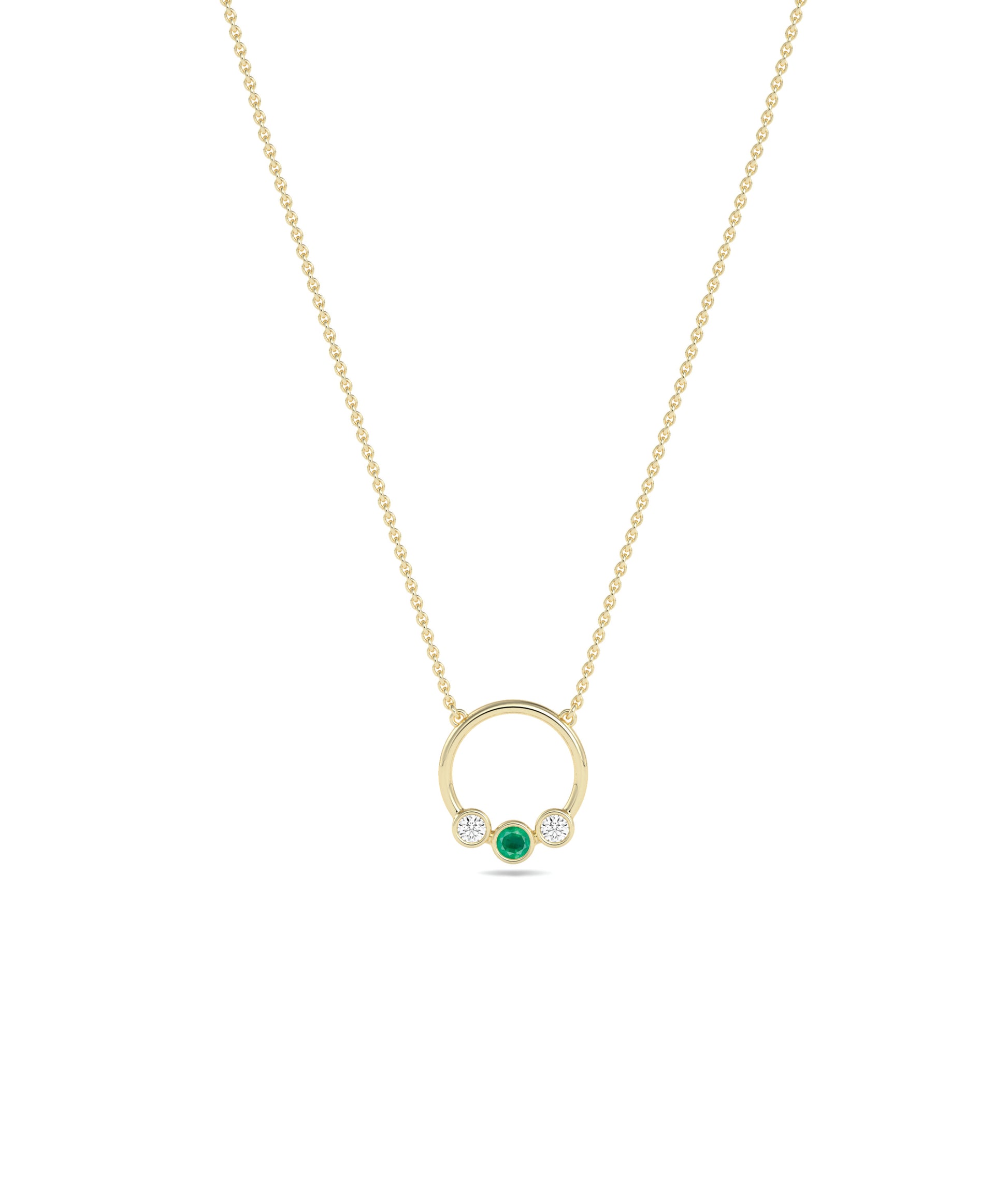 Birthstone and Diamond Circle Necklace | Diamond Necklace