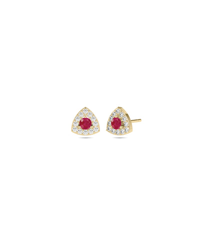 Birthstone and Diamond Halo Stud Earrings | Diamond Earrings Online