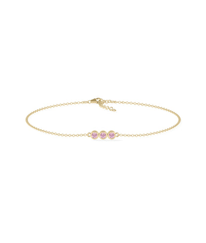 3 Stone Birthstone Bracelet | Diamond Bracelet