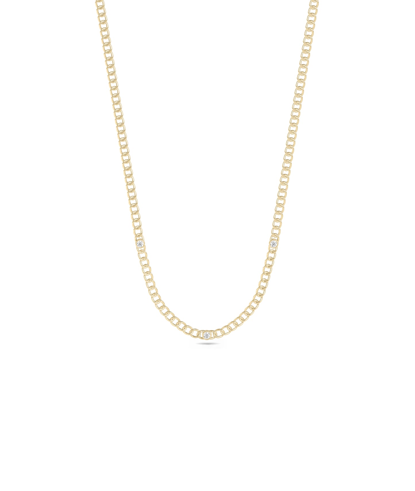 Birthstone Station Curb Link Necklace - Elegant Diamond Necklace for Every Occasion