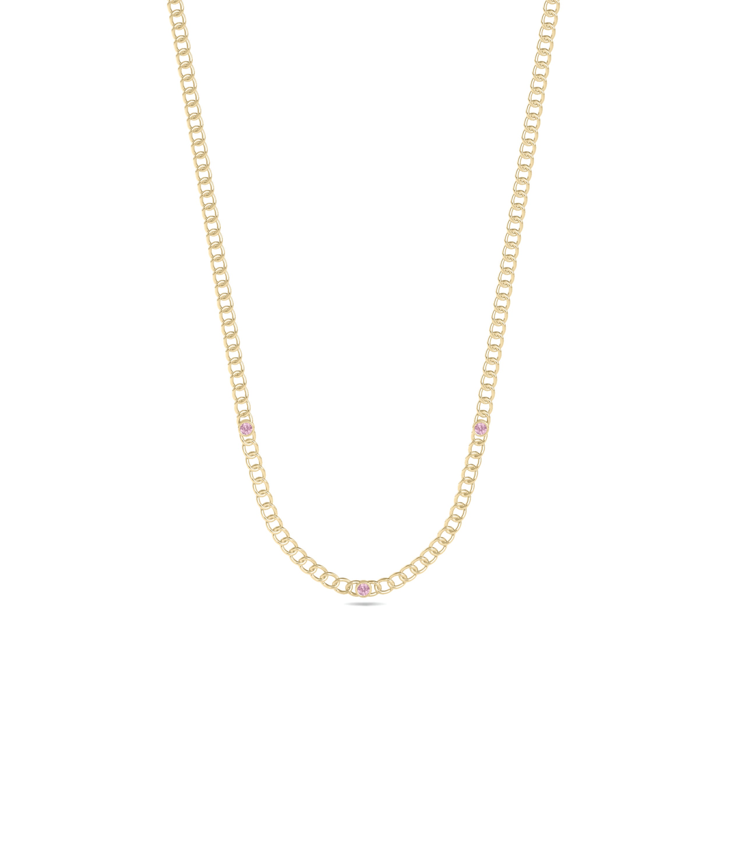 Birthstone Station Curb Link Necklace - Elegant Diamond Necklace for Every Occasion