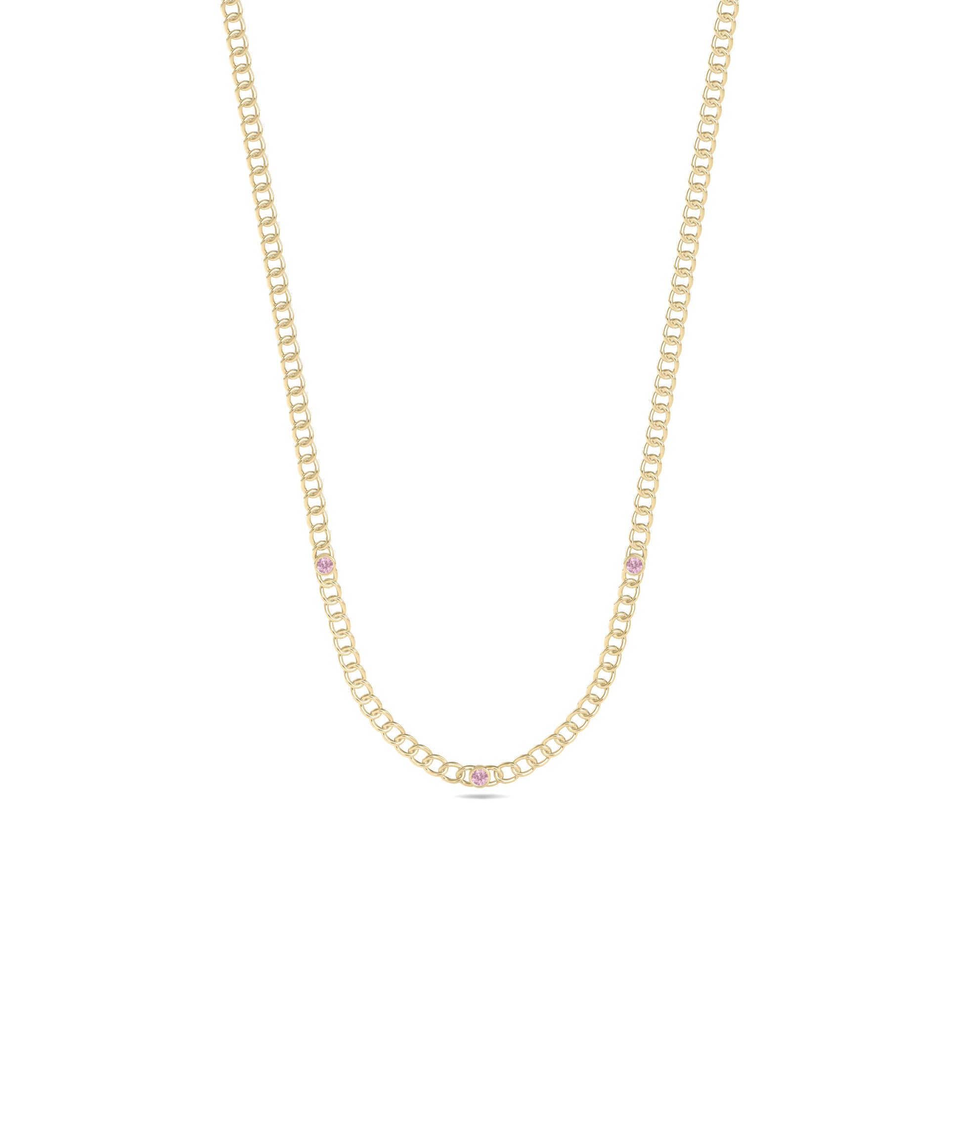 Birthstone Station Curb Link Necklace - Elegant Diamond Necklace for Every Occasion