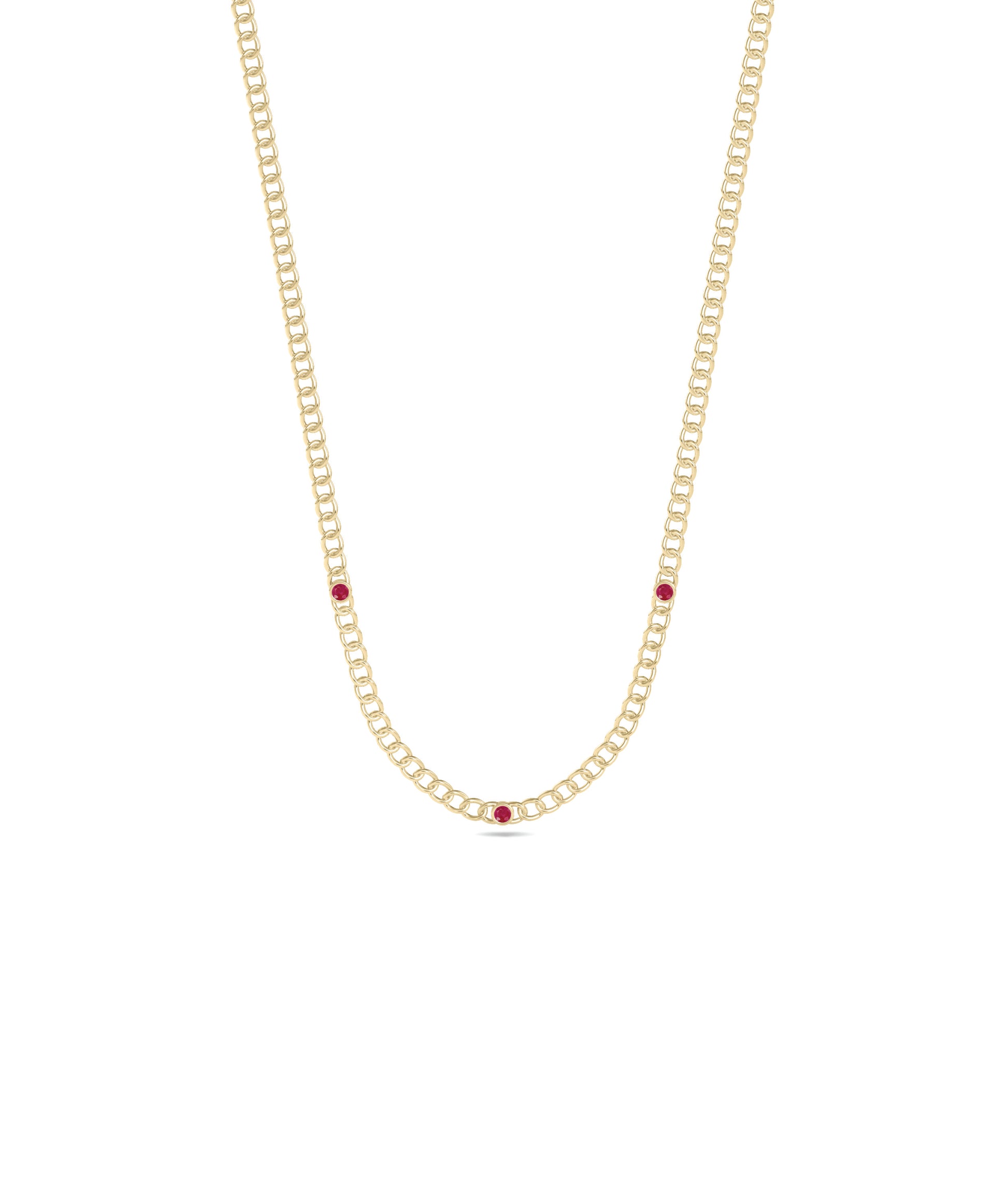 Birthstone Station Curb Link Necklace - Elegant Diamond Necklace for Every Occasion