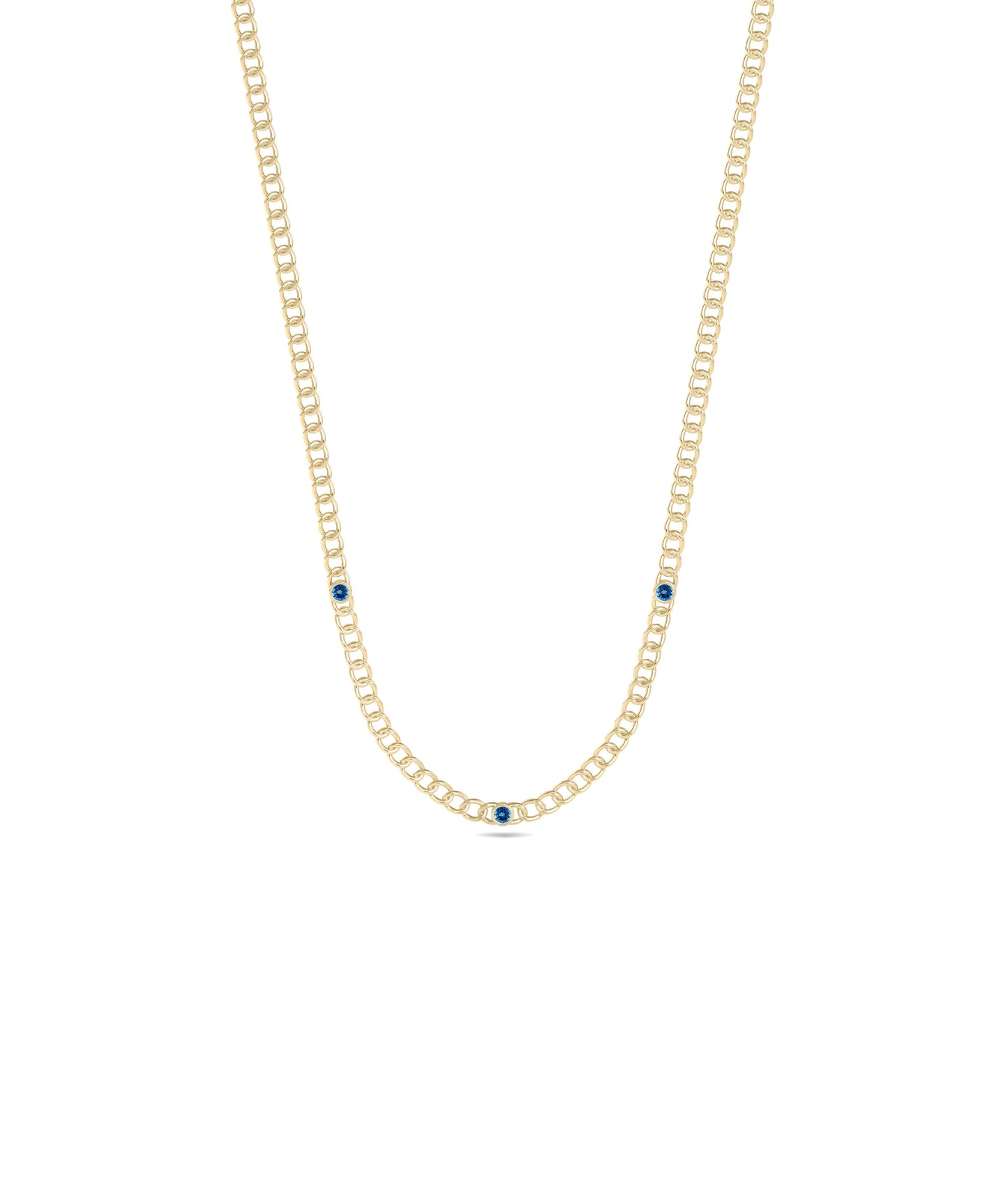 Birthstone Station Curb Link Necklace - Elegant Diamond Necklace for Every Occasion