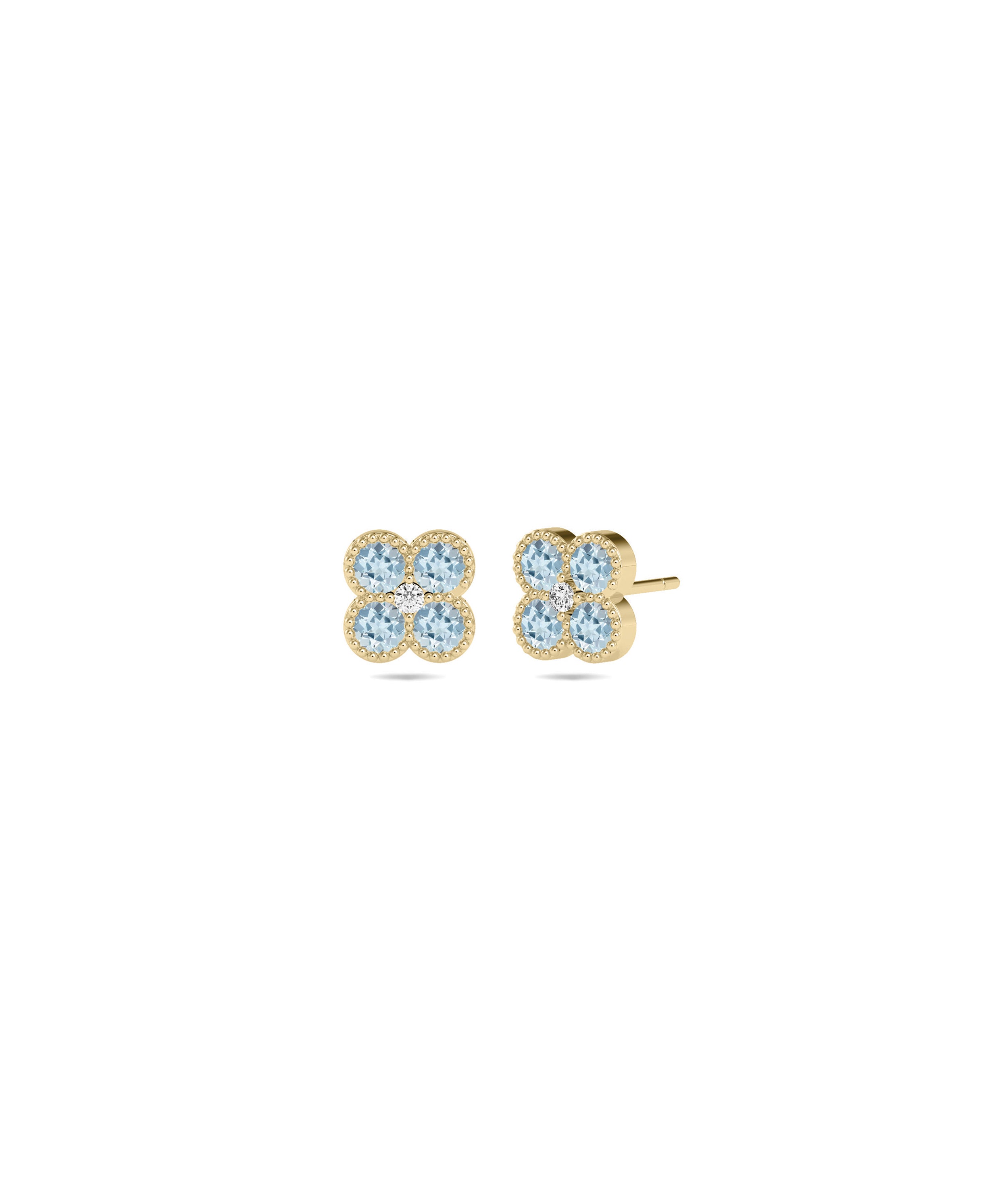 Birthstone & Diamond Cluster Stud Earrings - Everyday Jewelry