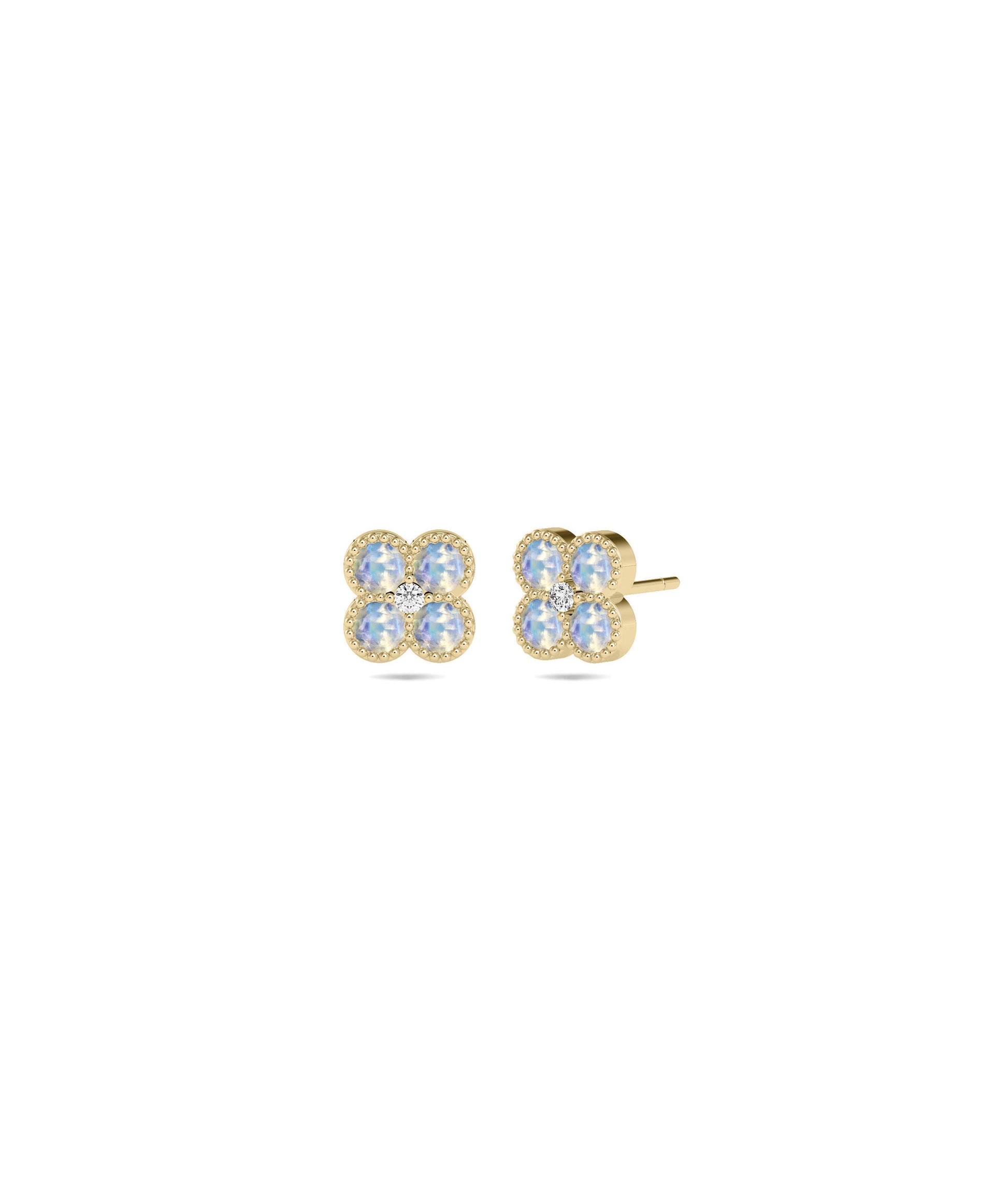 Birthstone & Diamond Cluster Stud Earrings - Everyday Jewelry