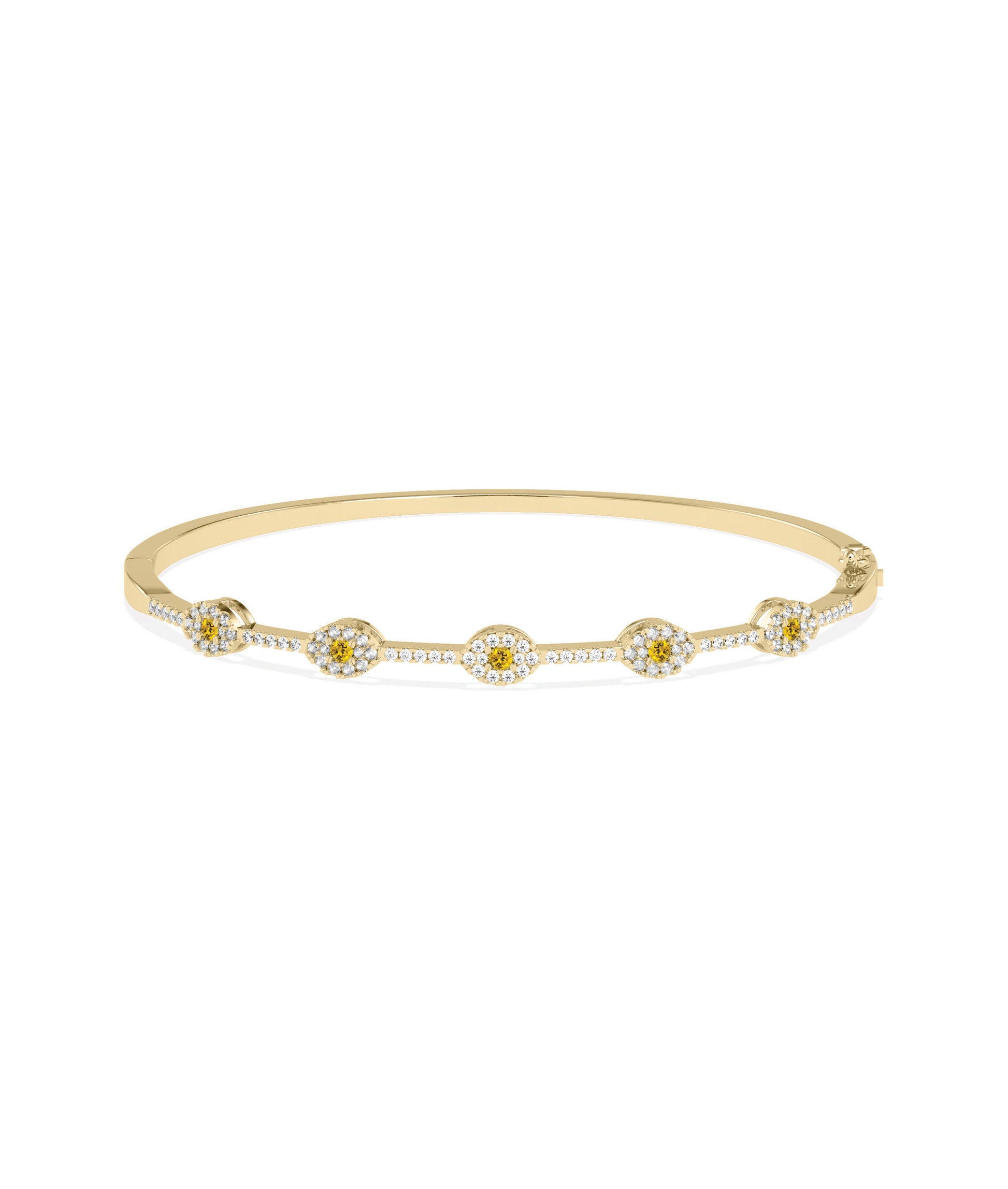 Birthstone and Diamond Evil Eye Bangle | Diamond Bangle