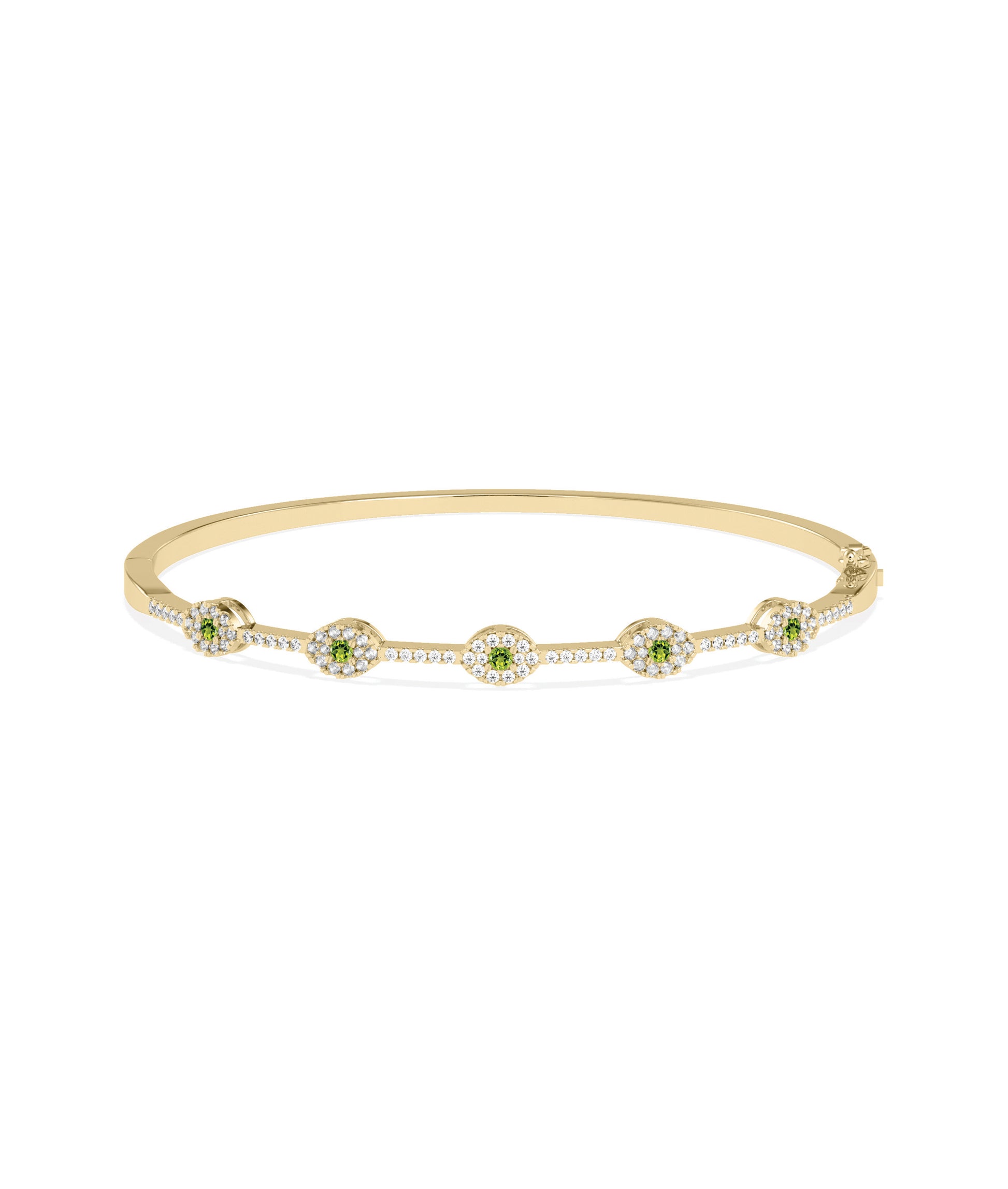 Birthstone and Diamond Evil Eye Bangle | Diamond Bangle