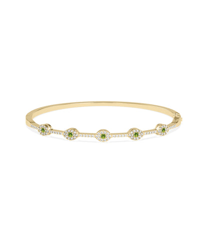 Birthstone and Diamond Evil Eye Bangle | Diamond Bangle