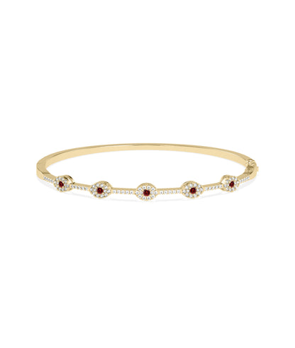 Birthstone and Diamond Evil Eye Bangle | Diamond Bangle