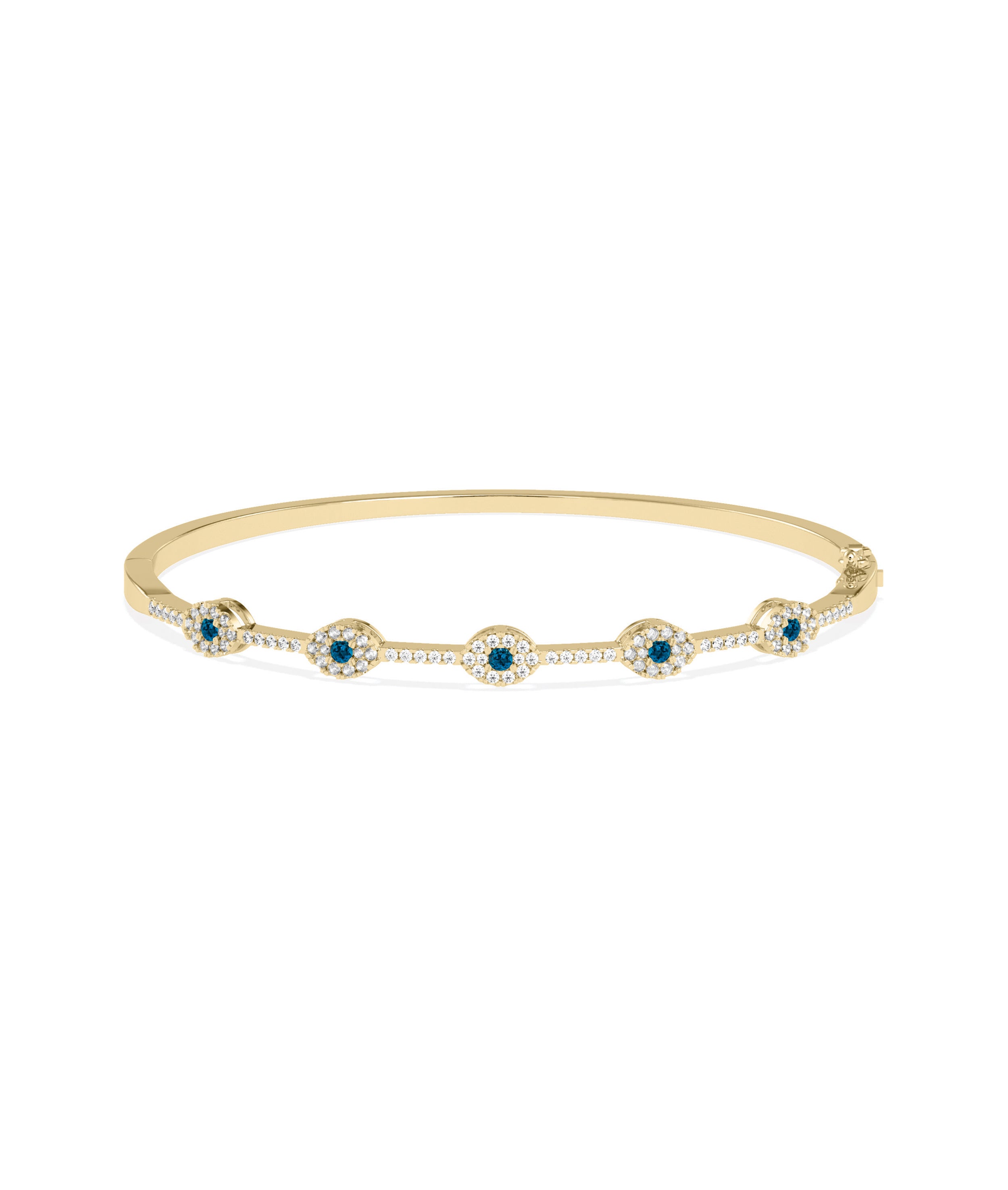 Birthstone and Diamond Evil Eye Bangle | Diamond Bangle