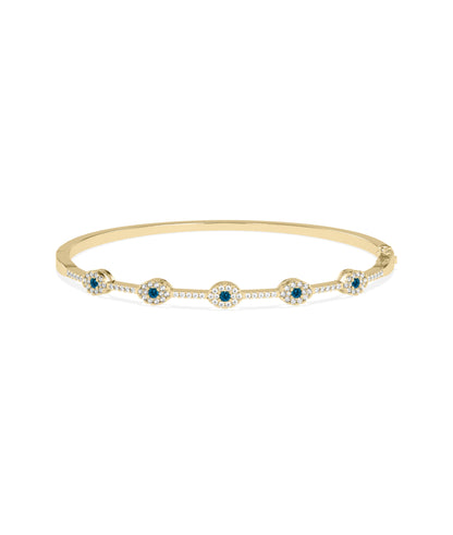 Birthstone and Diamond Evil Eye Bangle | Diamond Bangle