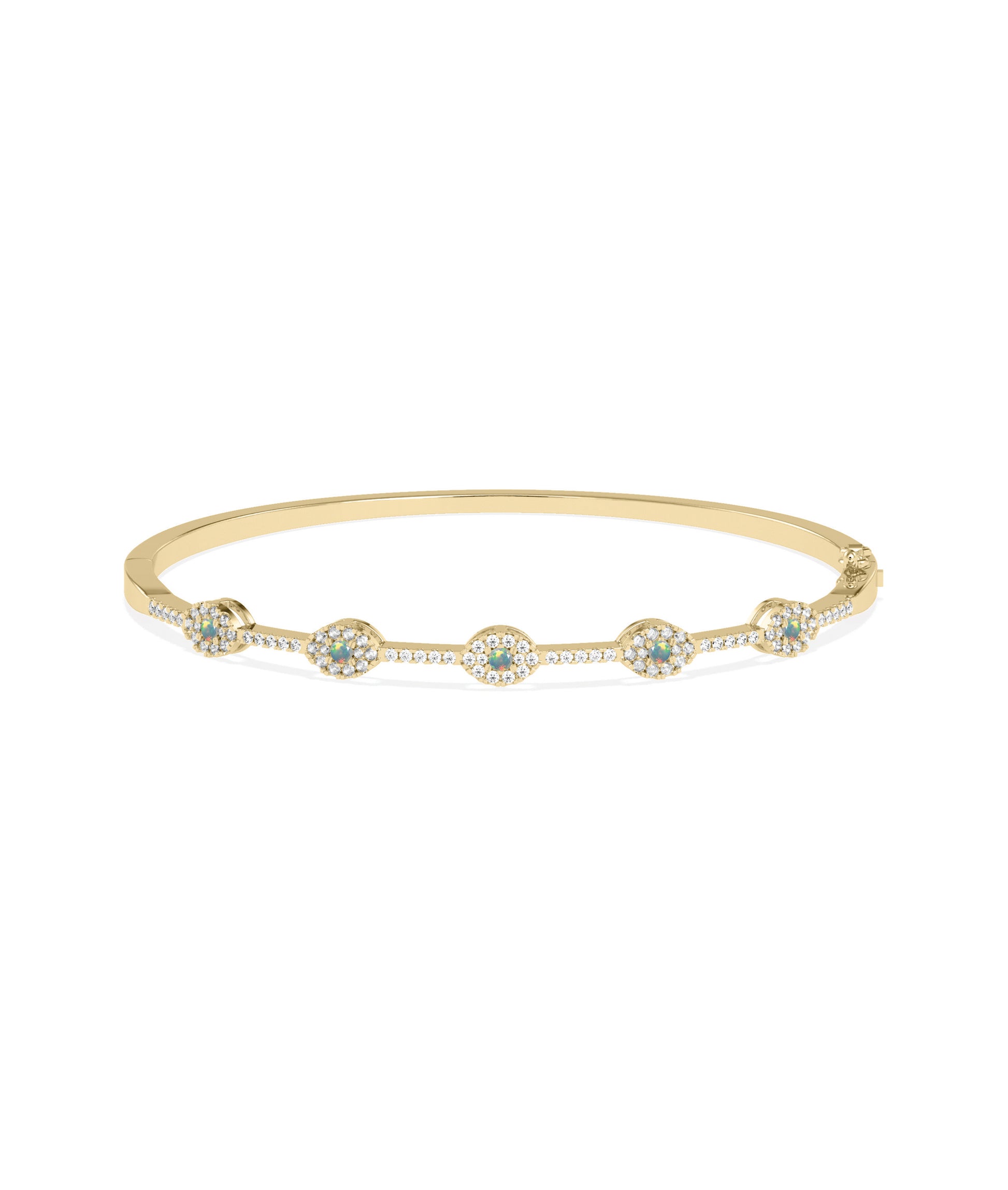 Birthstone and Diamond Evil Eye Bangle | Diamond Bangle