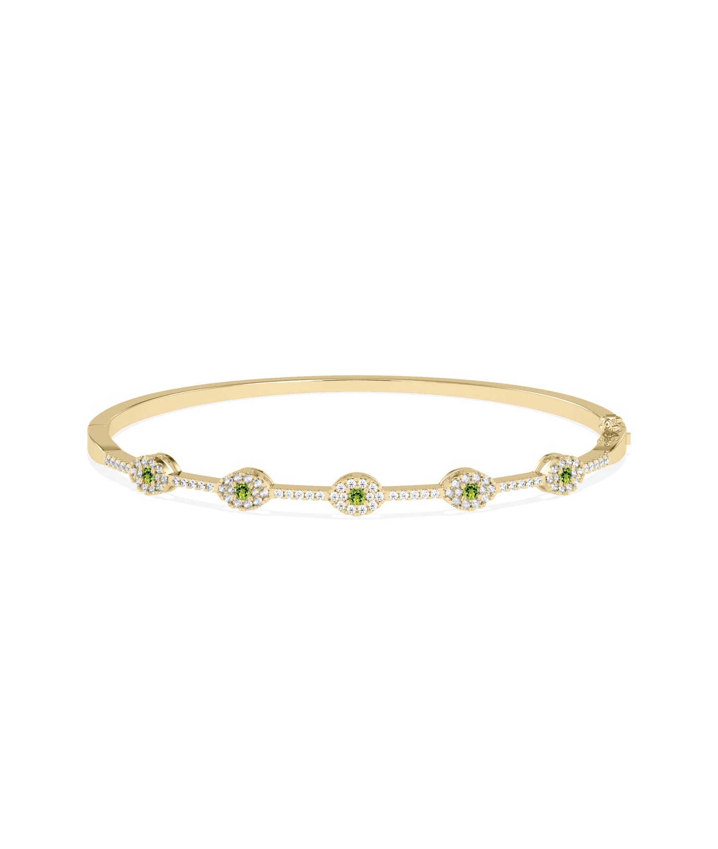 Birthstone and Diamond Evil Eye Bangle | Diamond Bangle